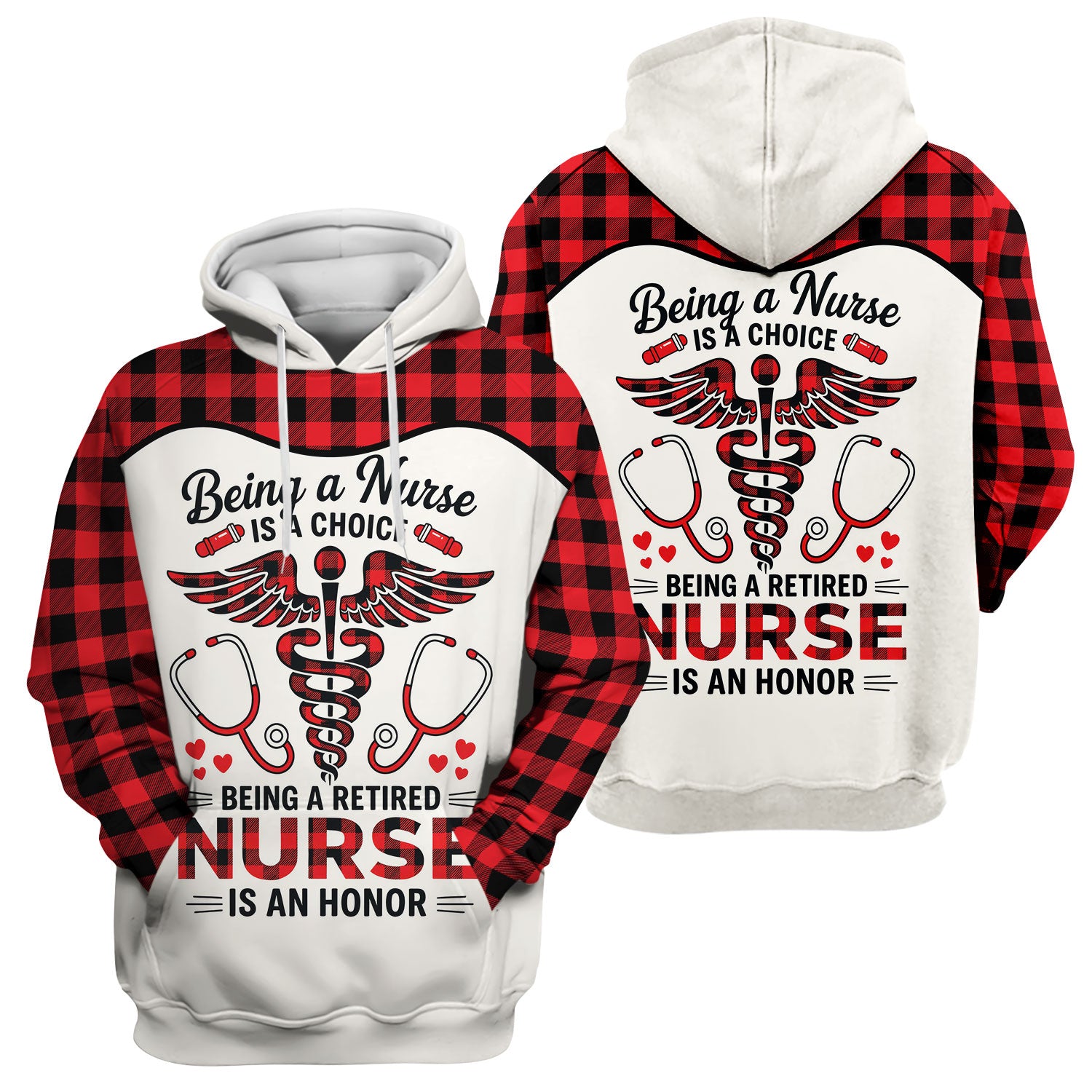 Being a Nurse Is a Choice Retired Nurse Scrub Top - Red Plaid Medical Work Shirt - Retirement Gift for Nurses