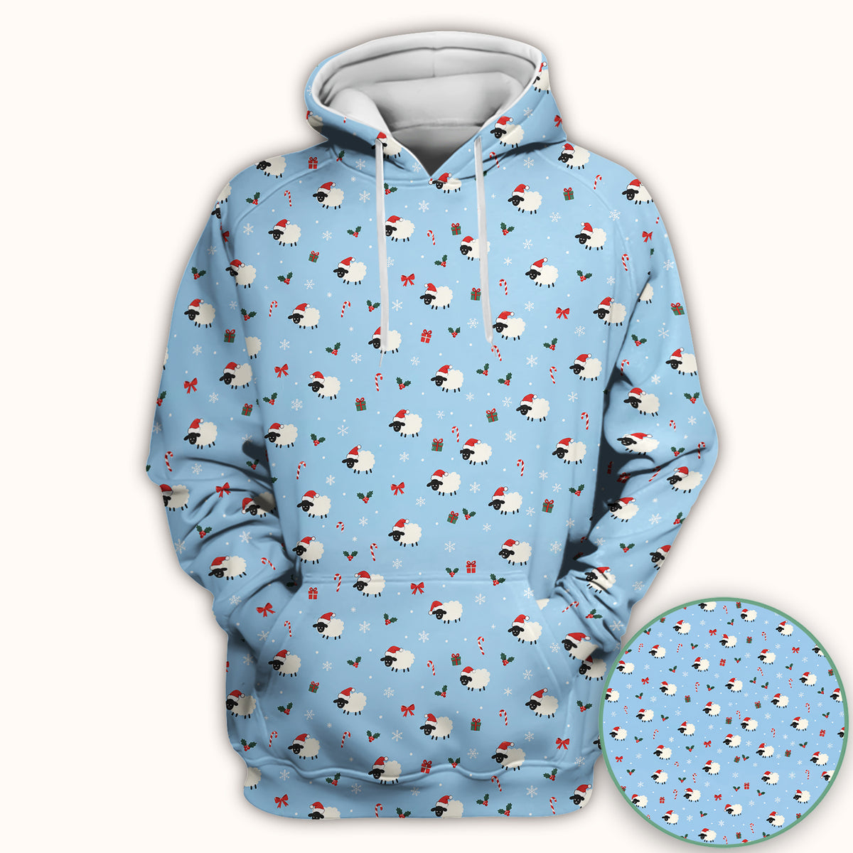 Cute Christmas Sheep Pattern Scrub Top, Comfortable Scrubs for Nurses
