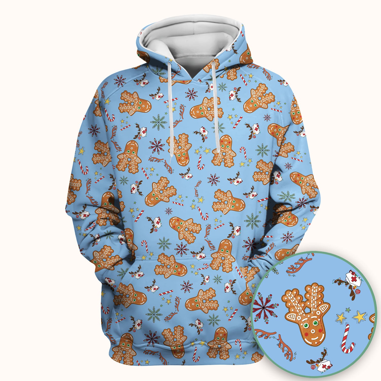 Gingerbread Cookies Reindeer Scrub Top - Funny Christmas Gingerbread Nursing Uniform - Comfortable Scrubs for Nurses