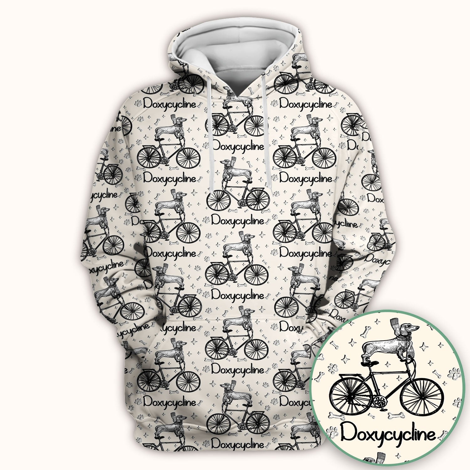 Funny Doxycycline Dog Bicycle Print Scrub Top, Comfortable Scrubs for Nurses