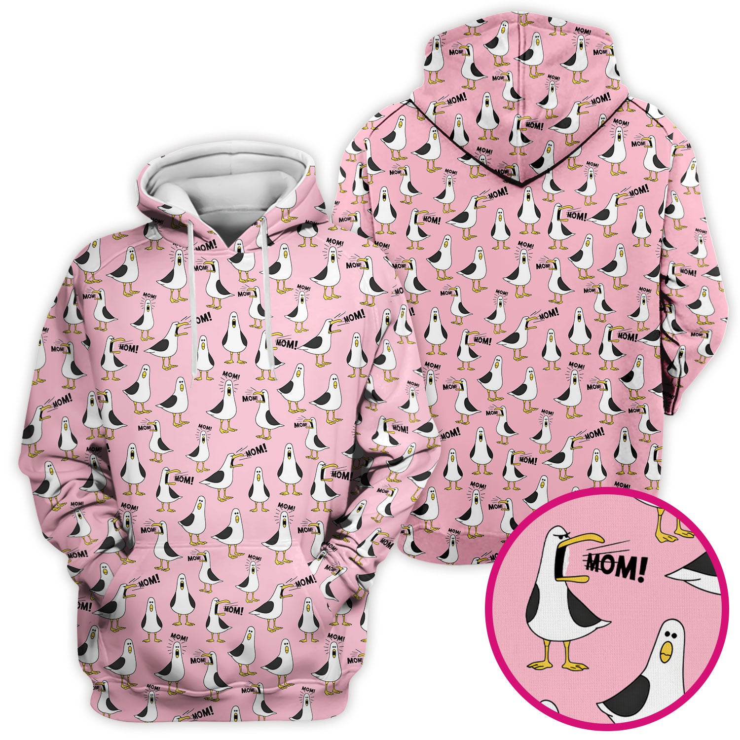 Funny Seagull Mom Seamless Pattern Scrub Top, Comfortable Scrubs for Nurses