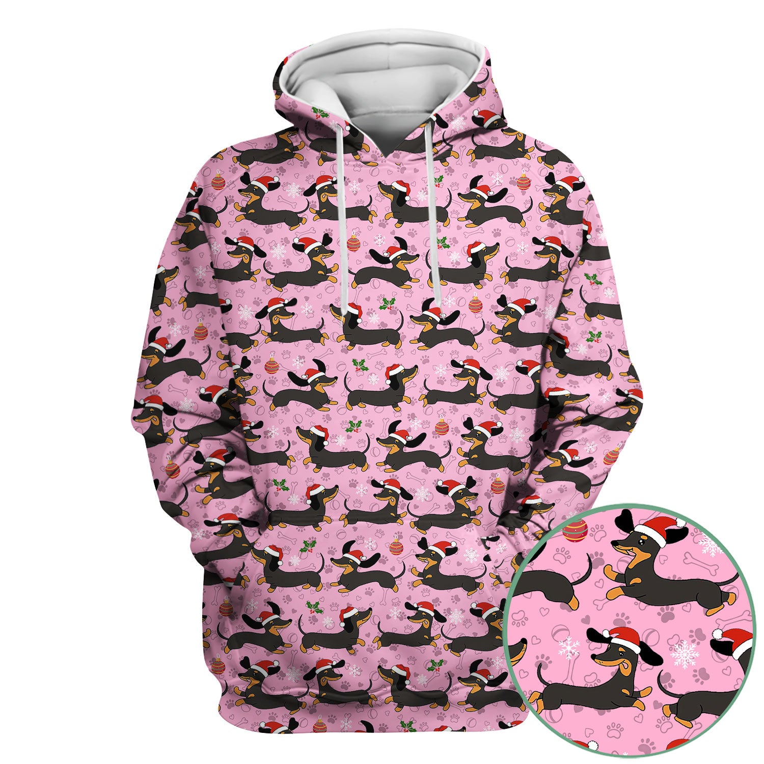 Christmas Wiener Dog Scrub Top - Cute Dachshund in Santa Hat - Funny Holiday Nurse Shirt for Women RN LPN CNA Medical Gift