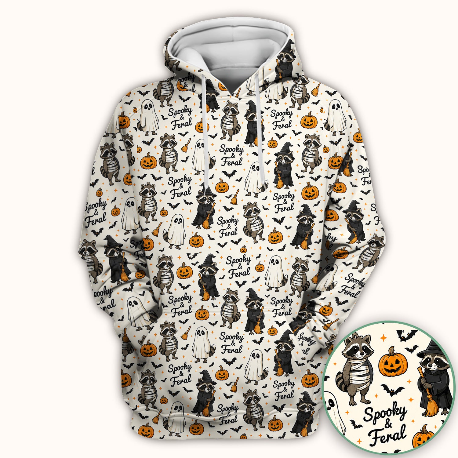 Spooky And Feral Halloween Raccoon Scrub Top, Comfortable Scrubs for Nurses