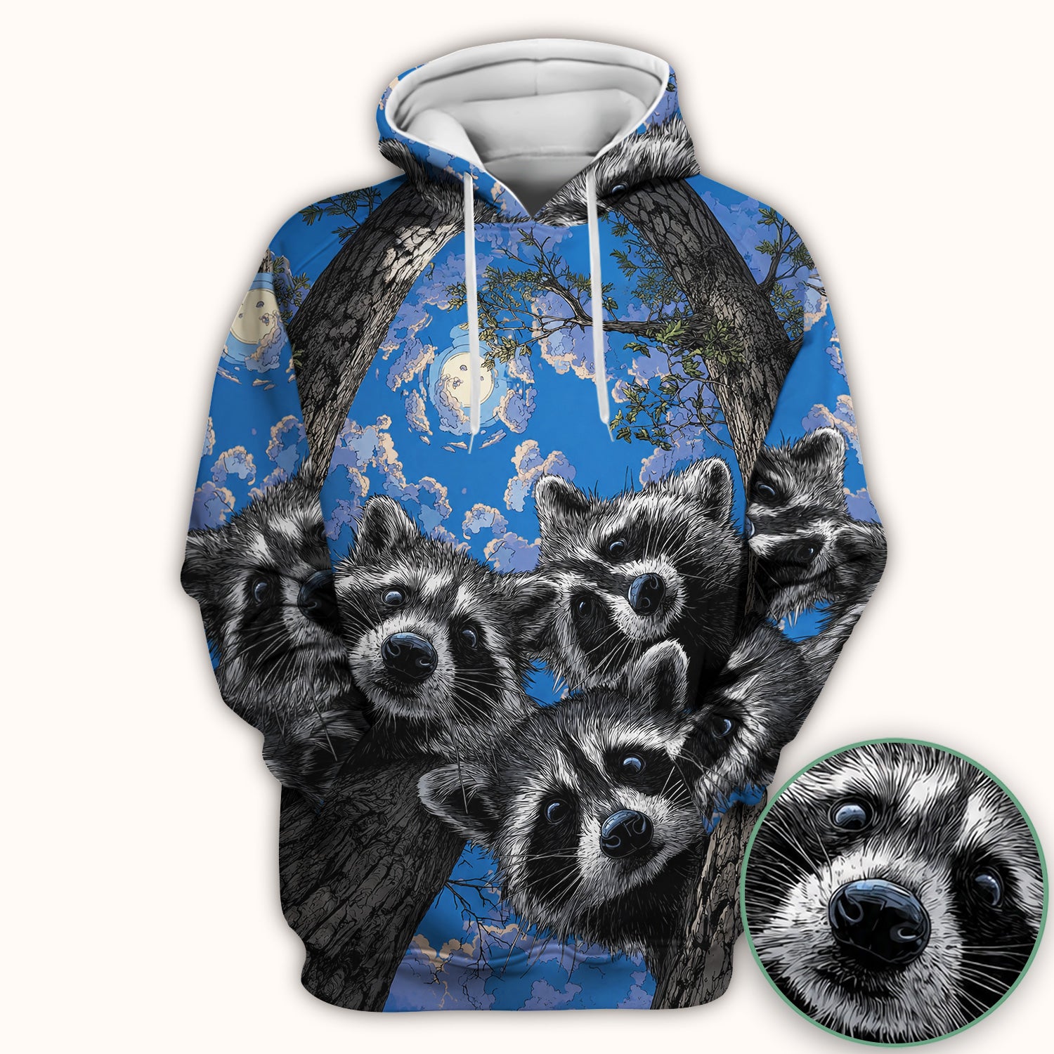 Cute Raccoon Tree Veterinary Pattern Scrub Top, Comfortable Scrubs for Nurses