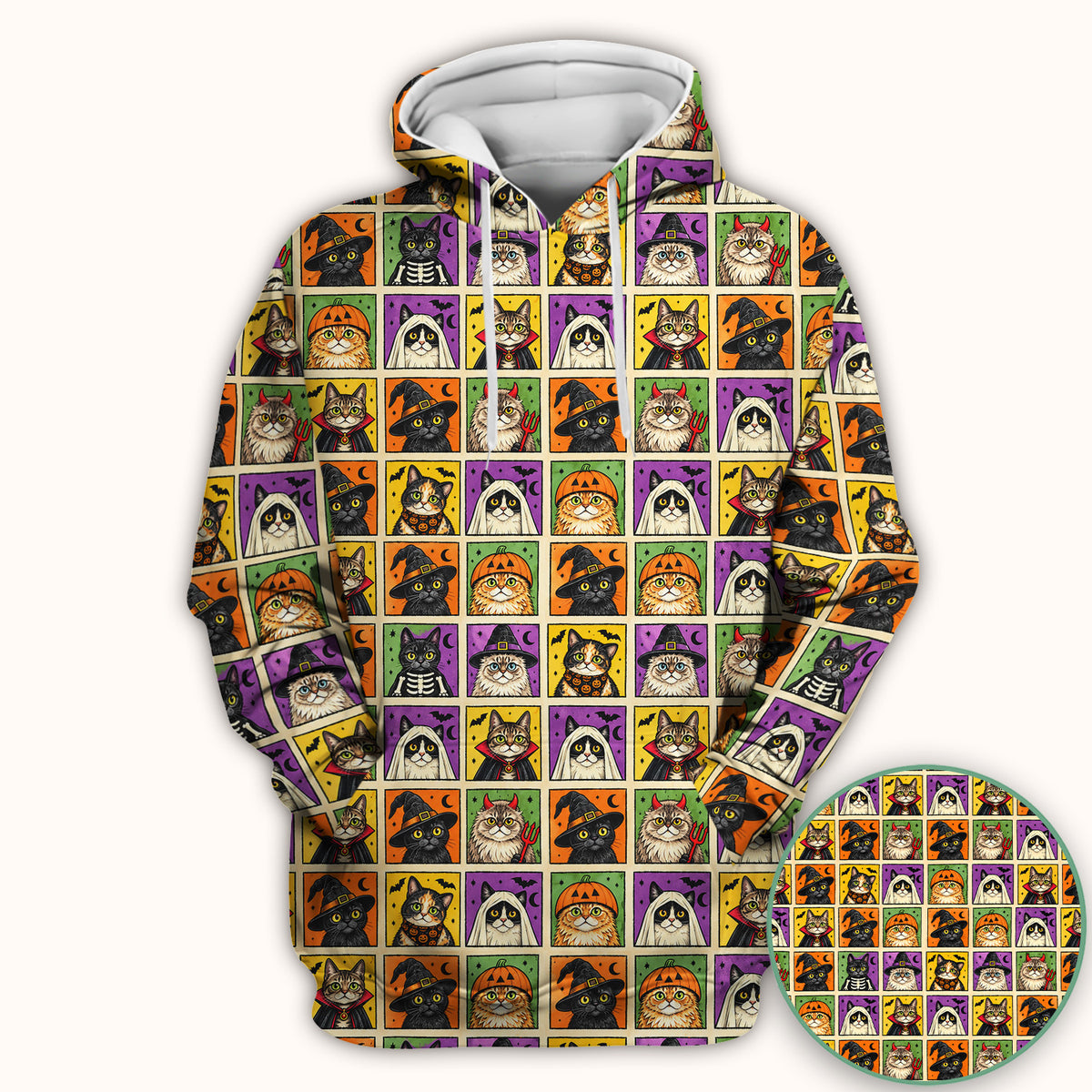 Halloween Cat Costume Patchwork Scrub Top, Comfortable Scrubs for Nurses