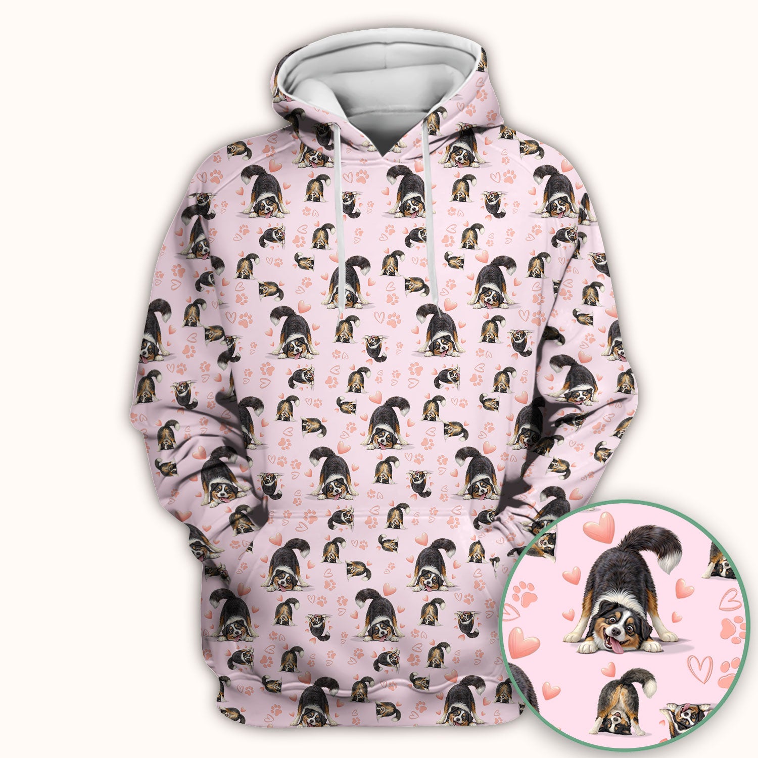 Playful Dog Heart Medical Print Scrub Top, Breathable Fabrics Nursing Uniform