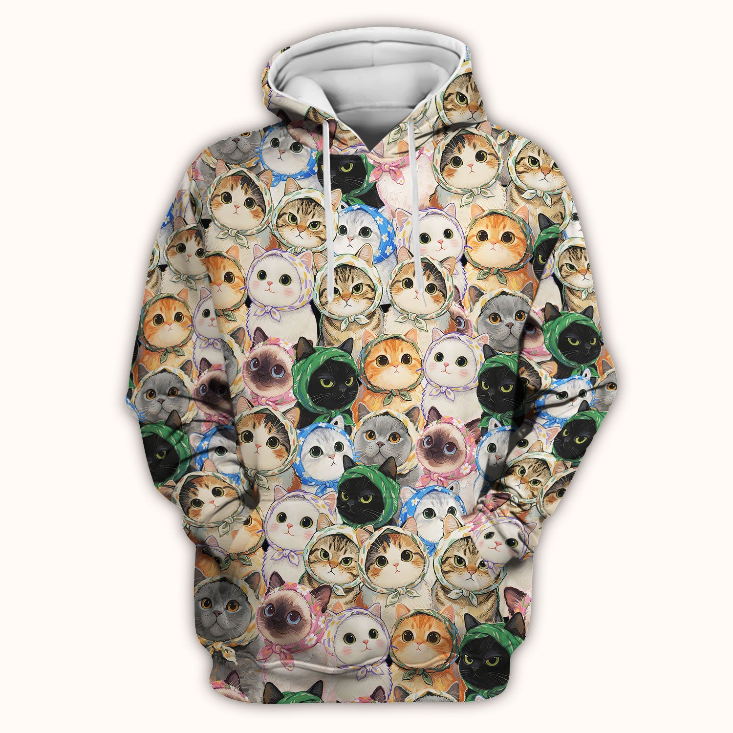 Adorable Multi Cat Portrait Pattern Scrub Top, Comfortable Scrubs for Nurses