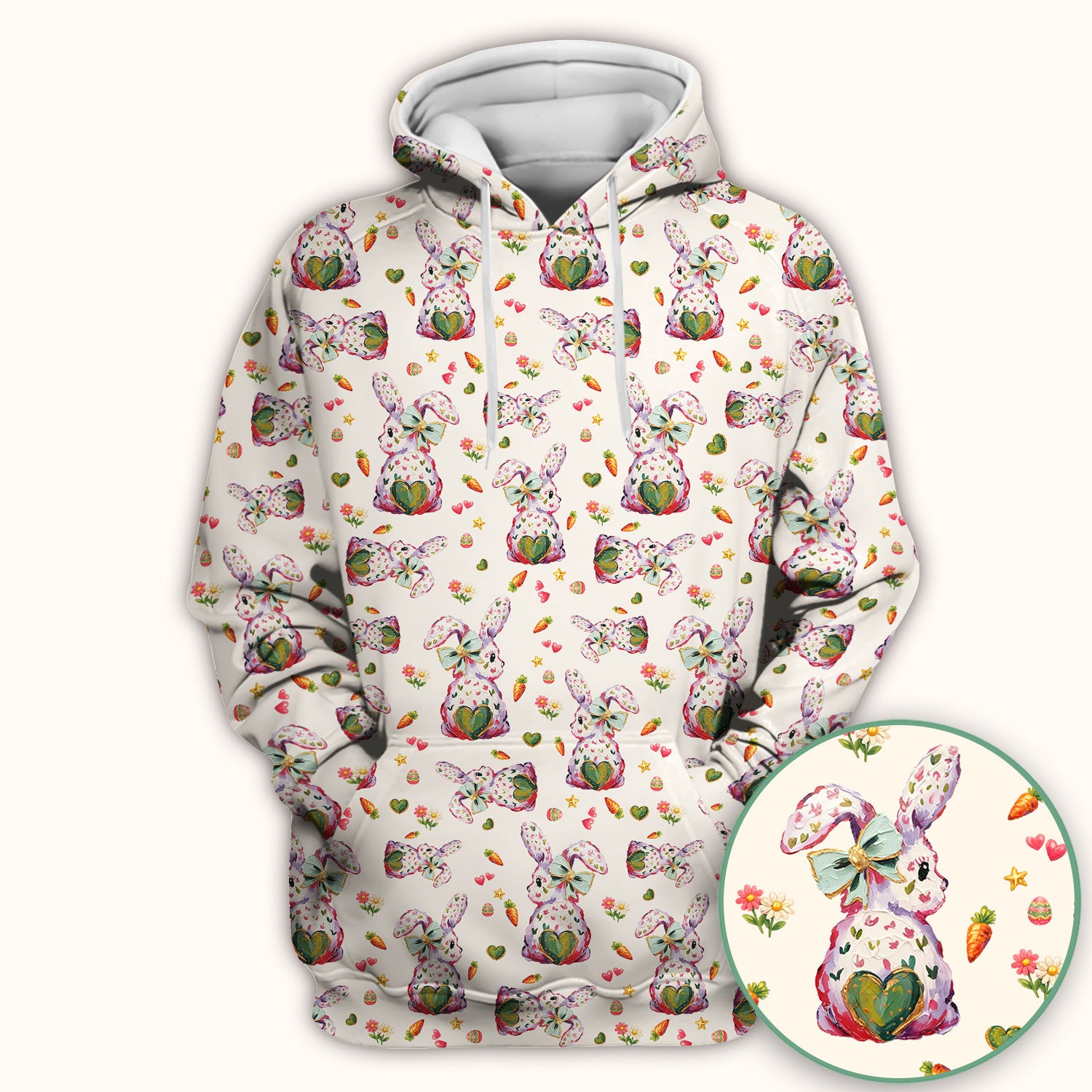 Cute Pastel Bunny Easter Pattern Scrub Top, Comfortable Scrubs for Nurses