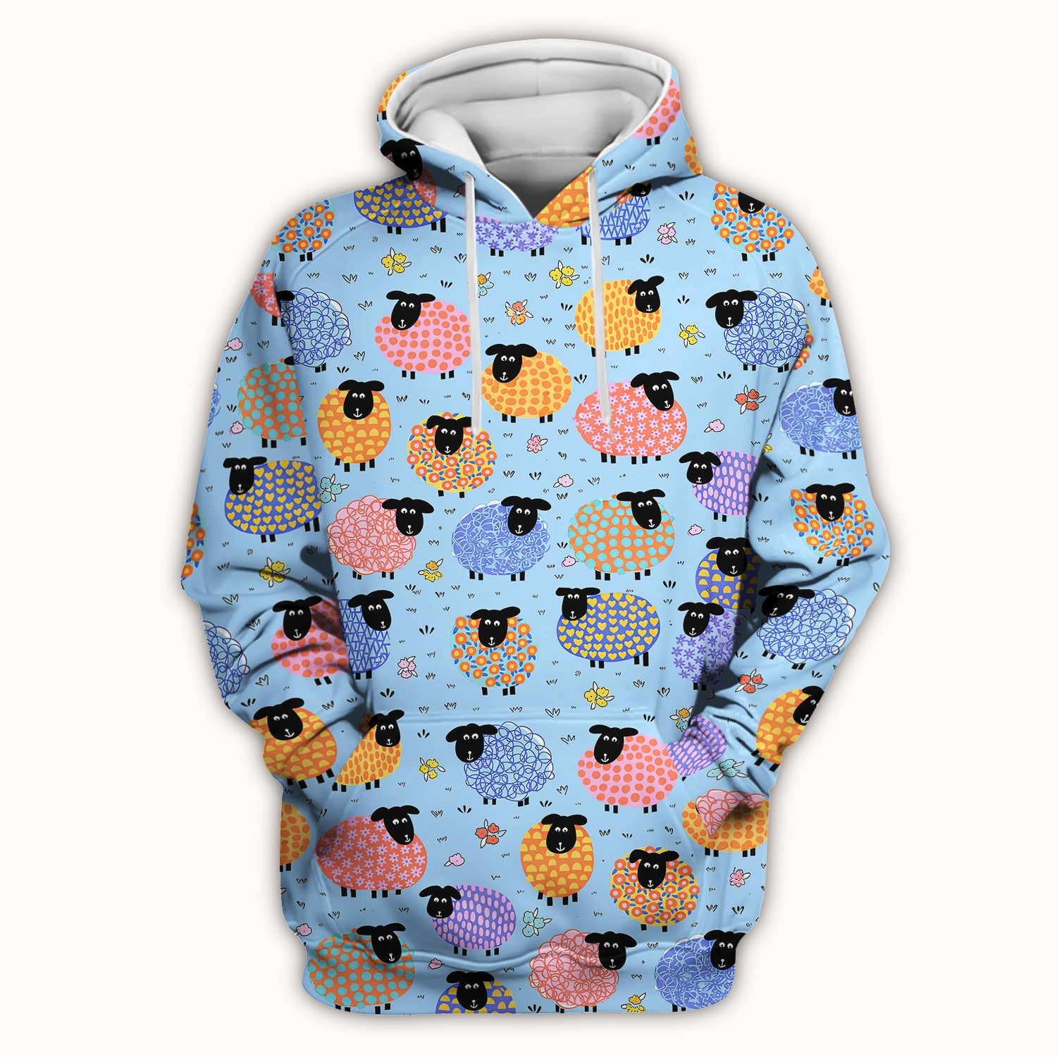 Funny Colorful Sheep Pattern Scrub Top, Comfortable Scrubs for Nurses