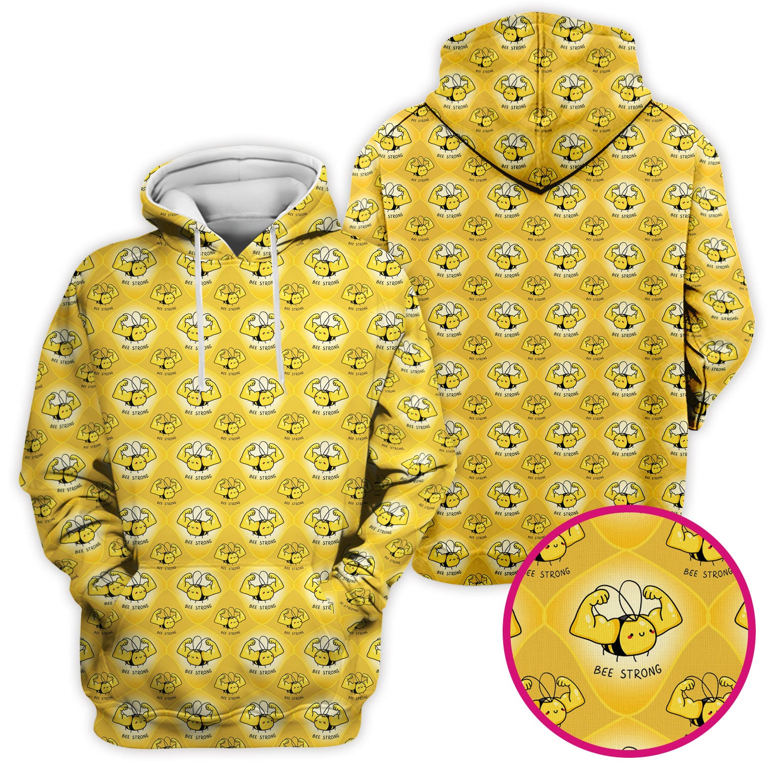 Bee Strong Honey Bee Pattern Scrub Top, Comfortable Scrubs for Nurses