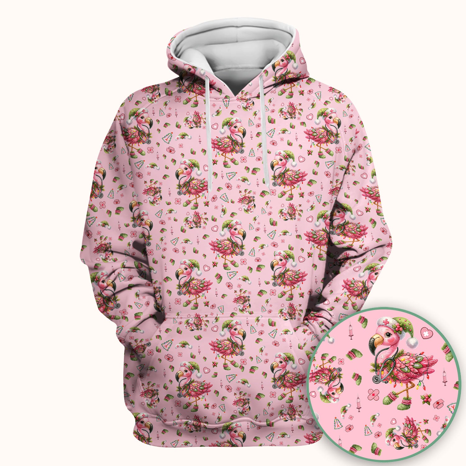 Flamingo Scrub Top for Nurse - Funny Christmas Medical Shirt - Holiday Christmas Gift for Healthcare Workers
