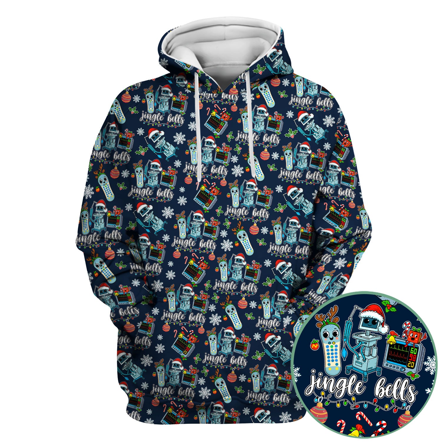 Jingle Bells Christmas Scrub Top - Funny Xmas Scrubs for Nurses - Breathable Fabrics Nursing Uniform for RN CNA LPN