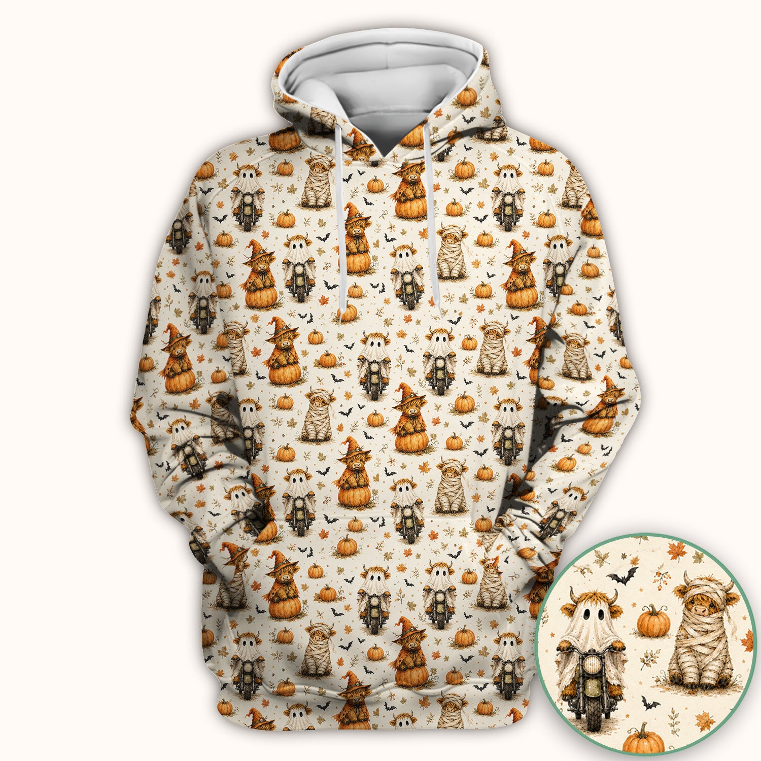 Halloween Highland Cow Costumes Scrub Top, Comfortable Scrubs for Nurses