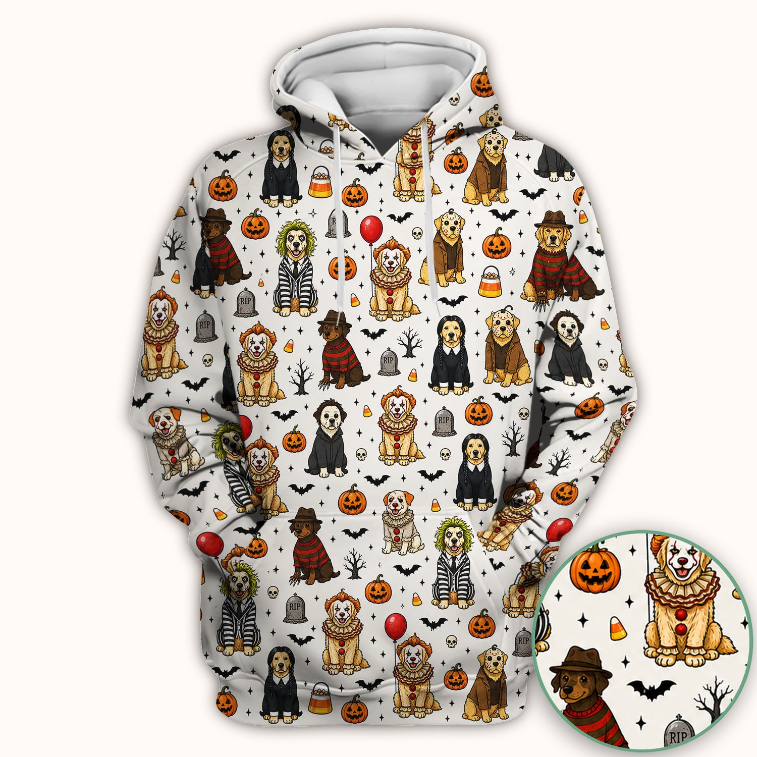 Funny Halloween Dog Pattern Scrub Top, Comfortable Scrubs for Nurses