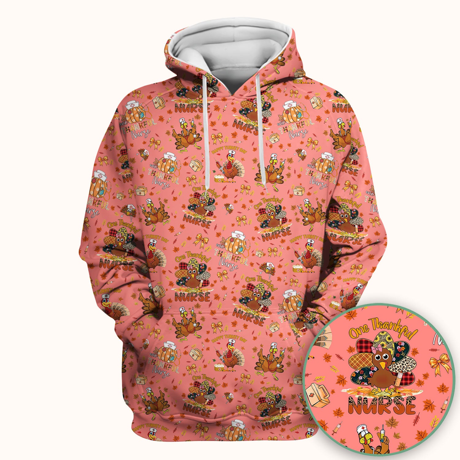 Thanksgiving Nurse Shirt for Women - Turkey Pumpkin Scrub Top for Nurses - Fall Med Uniform for RN CNA LPN