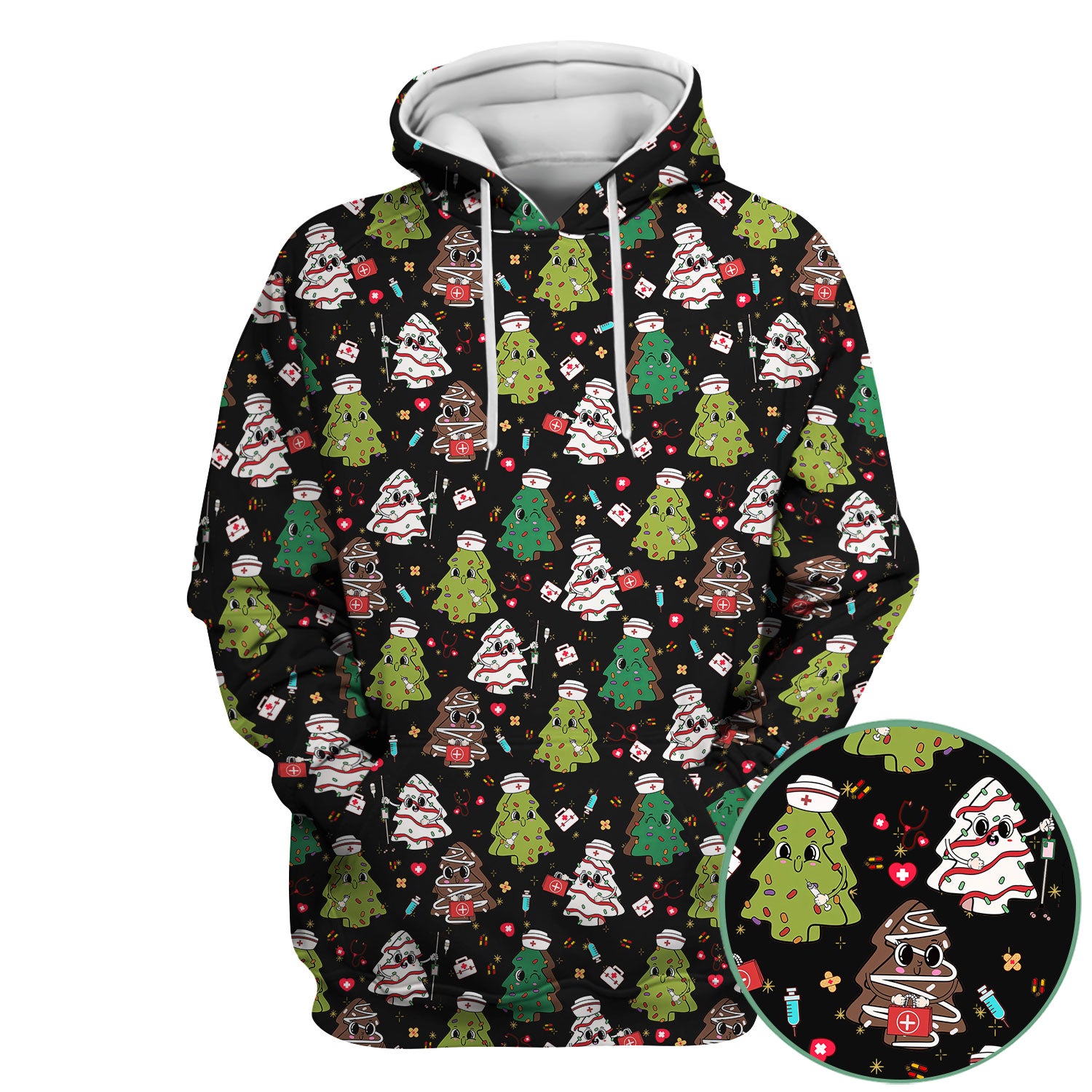 Christmas Nursing Scrub Top for Women - Festive Tree Medical Shirt - Cute Holiday RN CNA LPN Gift