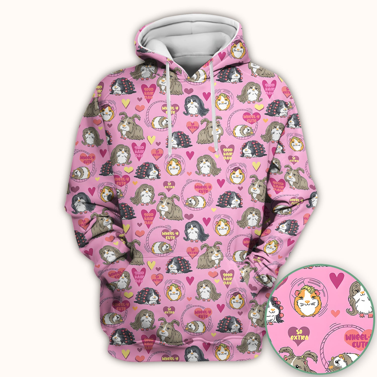 Cute Guinea Pig Heart Pattern Scrub Top, Comfortable Scrubs for Nurses