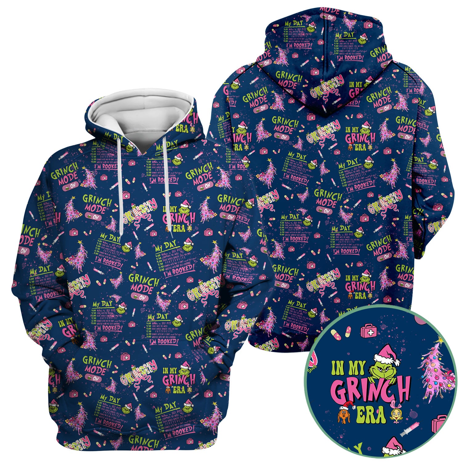 Funny Christmas Scrub Top for Women - Grinch Mode On Holiday Nurse Uniform Shirt - Pink Grinchmas Gift for RN CNA LPN