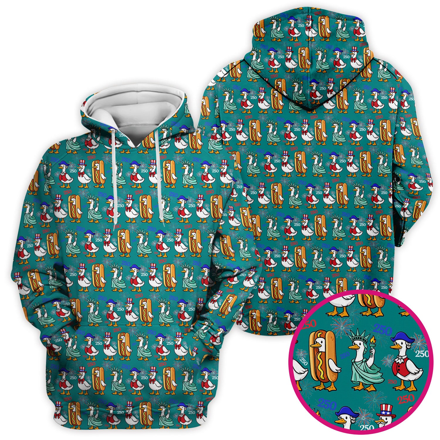 Patriotic Duck Independence Day Pattern Scrub Top, Breathable Healthcare Uniform Top