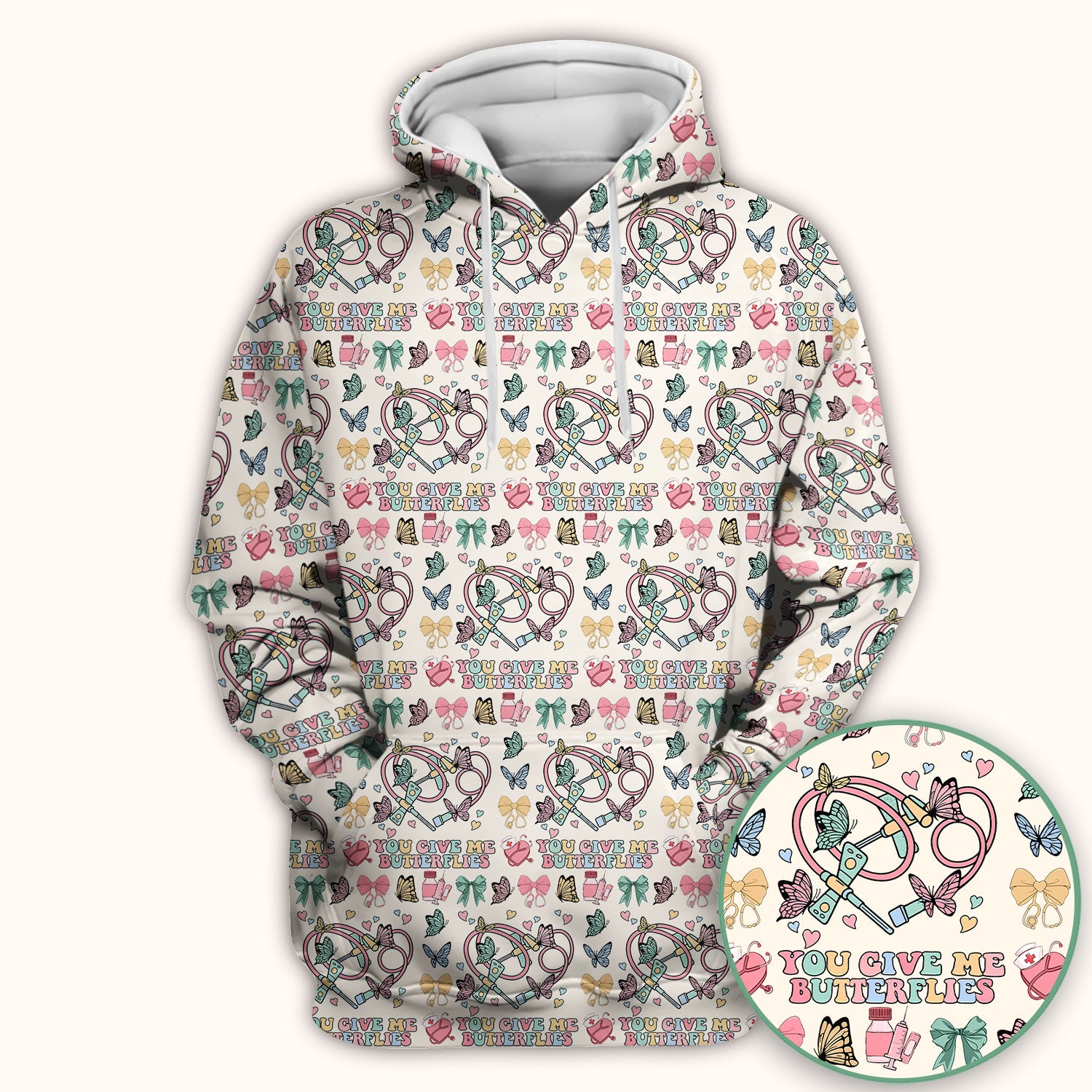 Butterfly Heart Valentine Medical Pattern Scrub Top, Comfortable Scrubs for Nurses