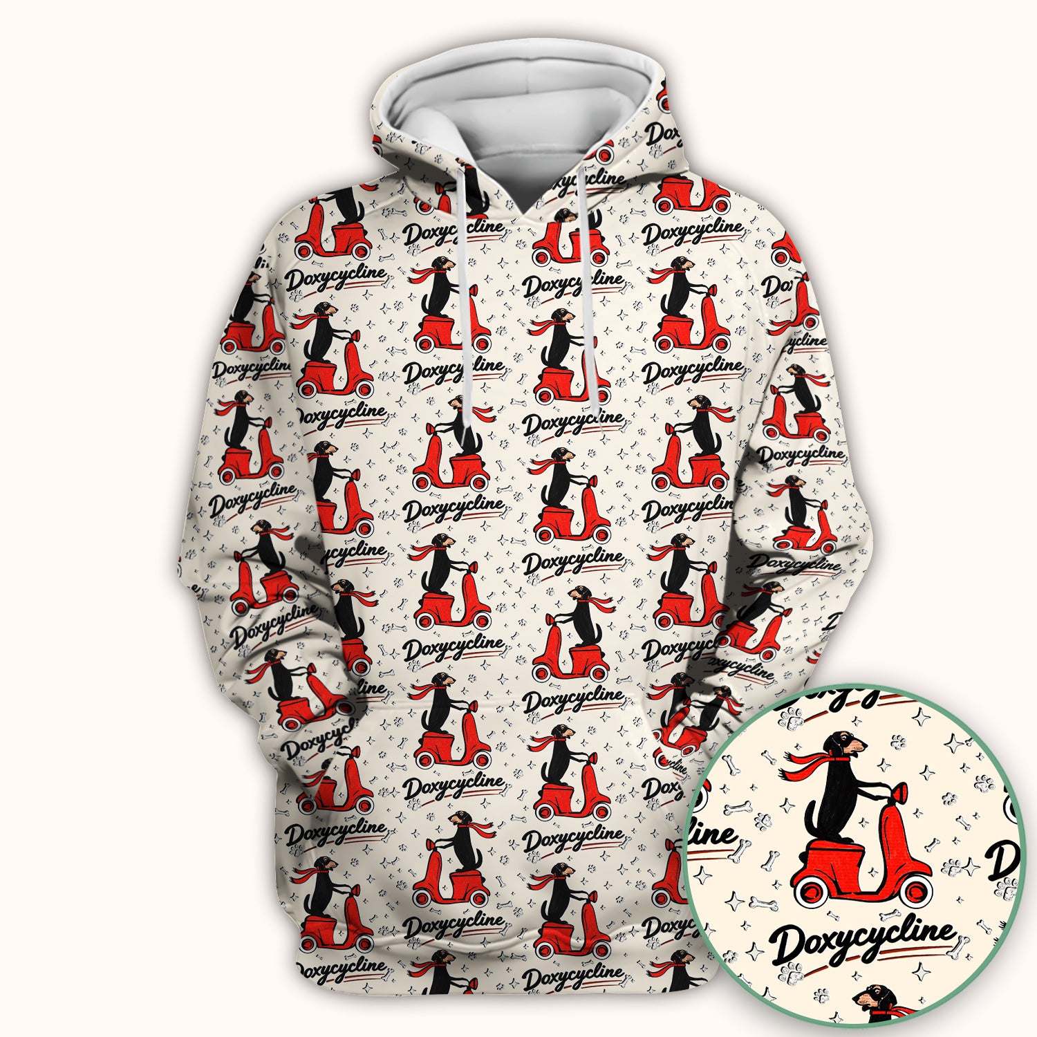 Funny Dachshund Riding Scooter Doxycycline Print Scrub Top ,Comfortable Scrubs for Nurses