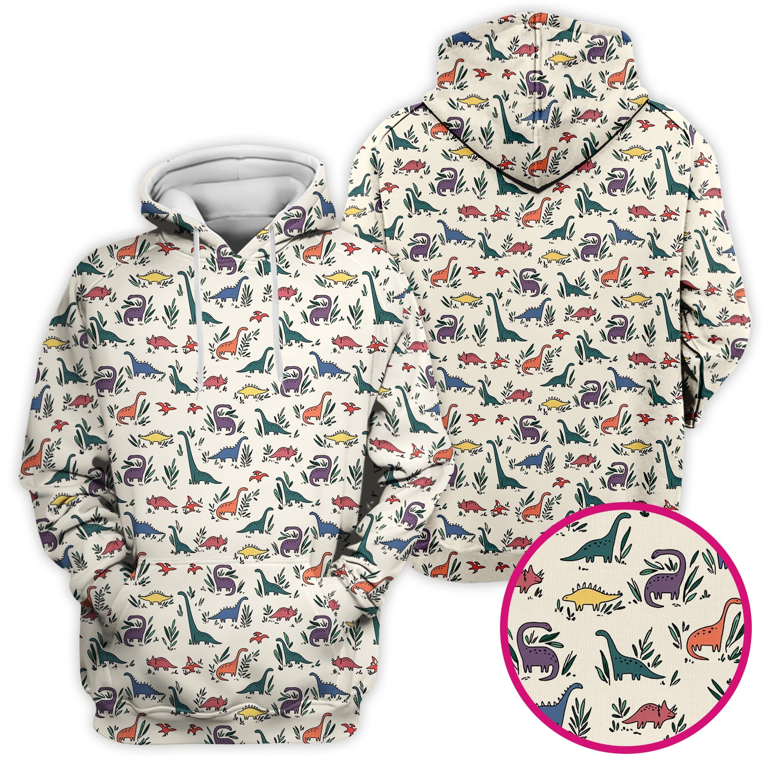 Cute Dinosaur Leafy Garden Pattern Scrub Top, Comfortable Scrubs for Nurses