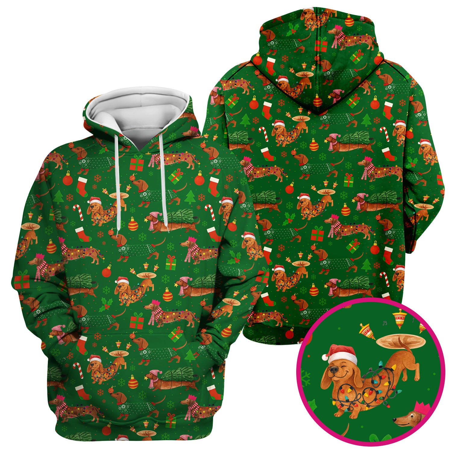 Dachshund Christmas Scrub Shirt - Multi Color Dog Print Scrubs - Funny Holiday Scrubs Gift for Women Men, Nurse, CNA, RN