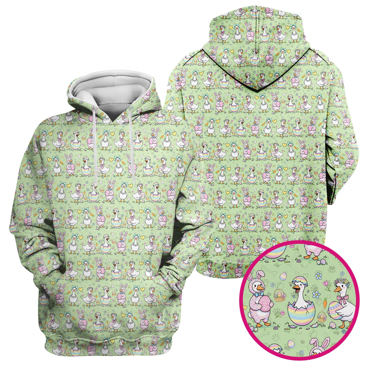 Pastel Easter Goose Bunny Egg Pattern Scrub Top, Comfortable Scrubs for Nurses