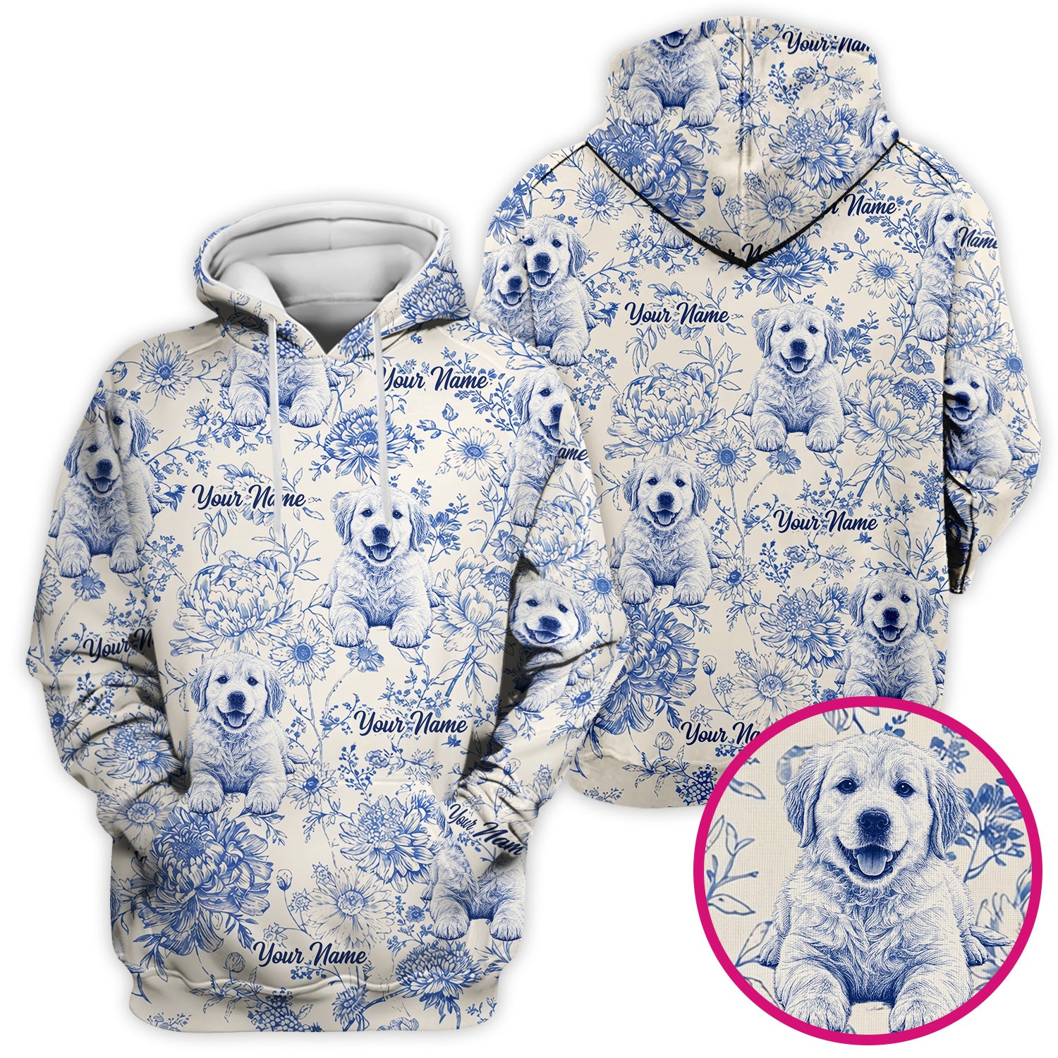 Personalized Custom Pet Photo Name Floral Pattern Scrub Top, Breathable Fabrics Nursing Uniform
