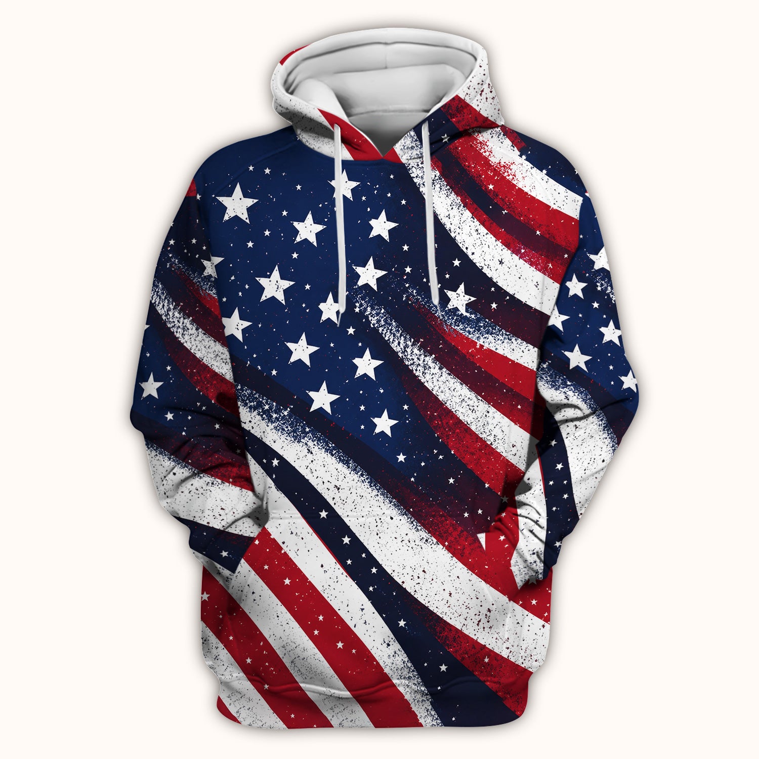 Festive American Flag Stars Pattern Scrub Top, Comfortable Scrubs for Nurses