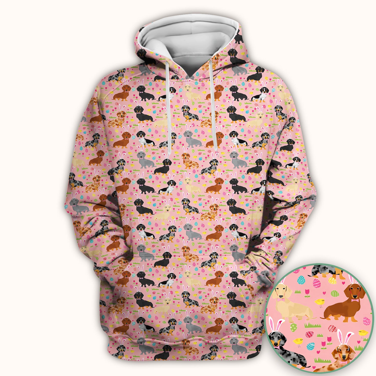 Easter Dachshund Dog Pattern Scrub Top, Comfortable Scrubs for Nurses