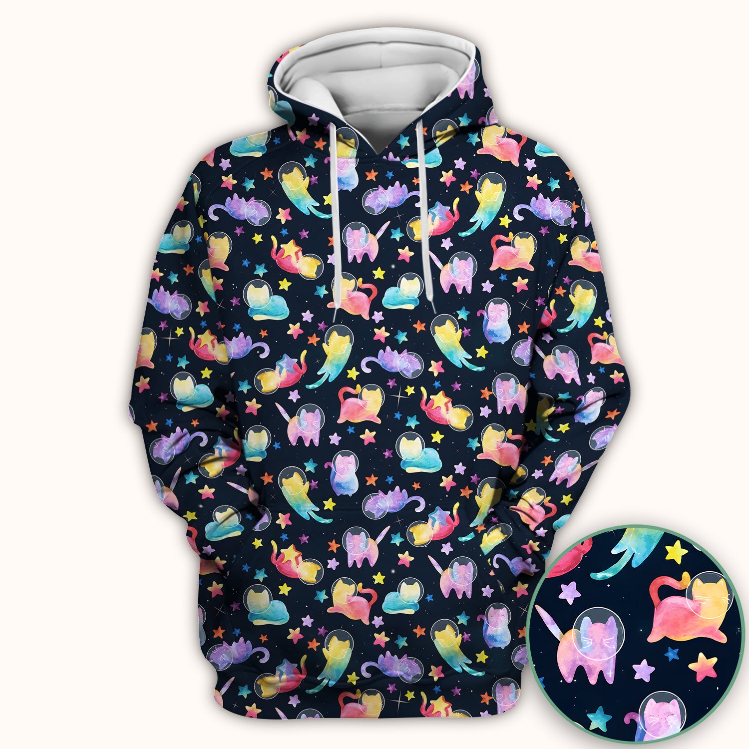 Cute Space Cat Veterinary Pattern Scrub Top for RN, CNA, Galaxy Medical Uniform