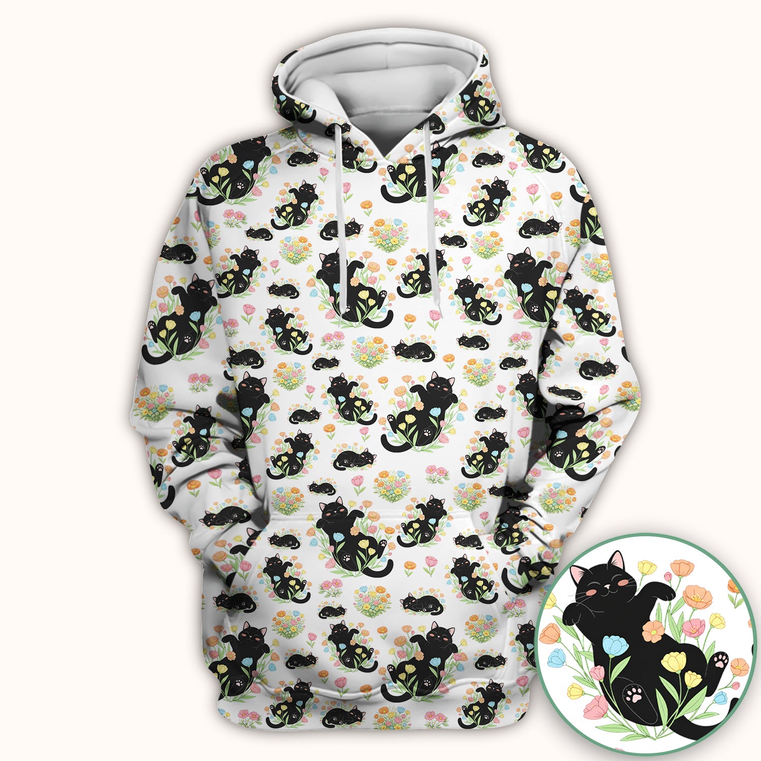 Cats With Cute Poses Floral Pattern Scrubs Top, Comfortable Scrubs for Nurses