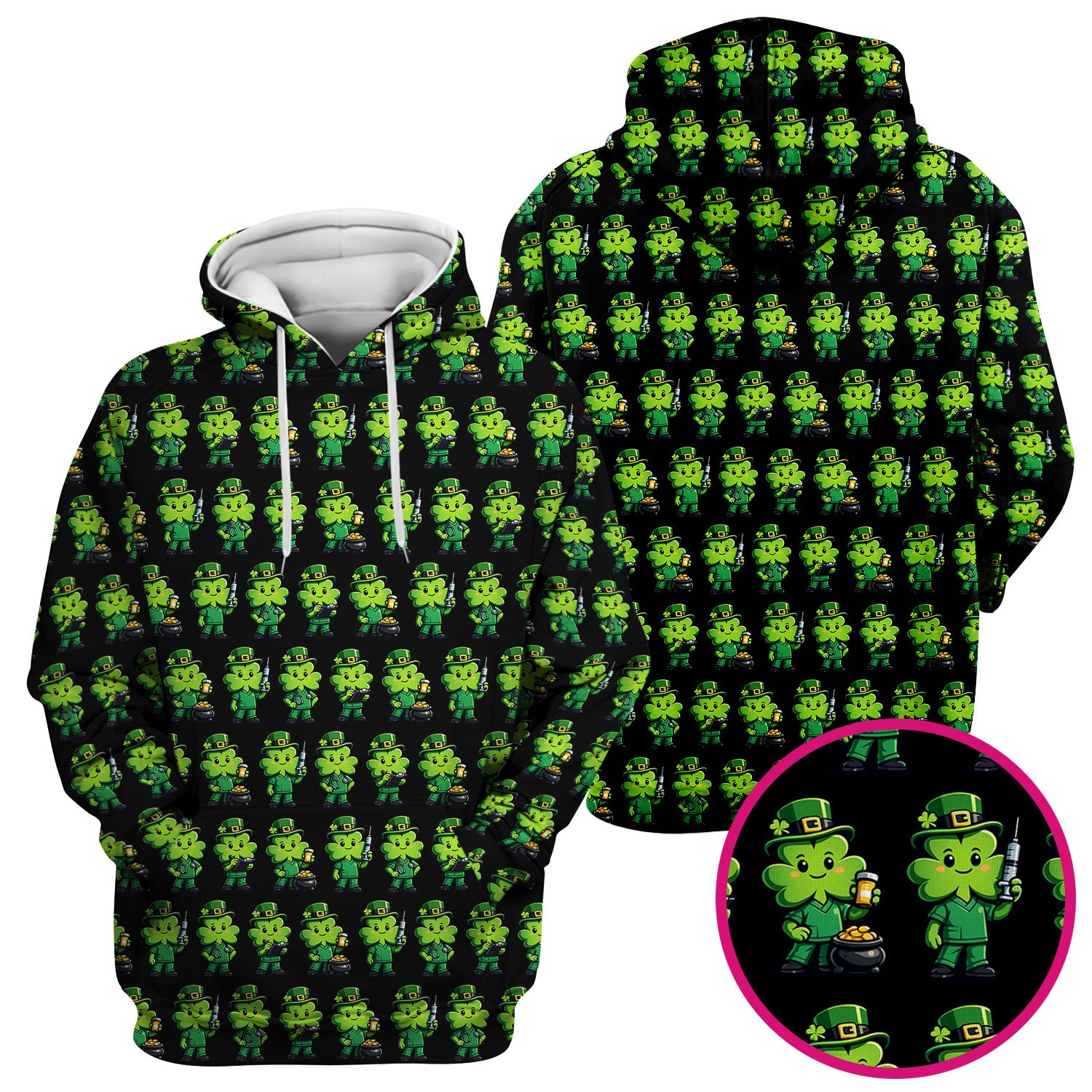 St. Patrick's Day Leprechaun Nurse Print Scrub Top, Comfortable Scrubs for Nurses