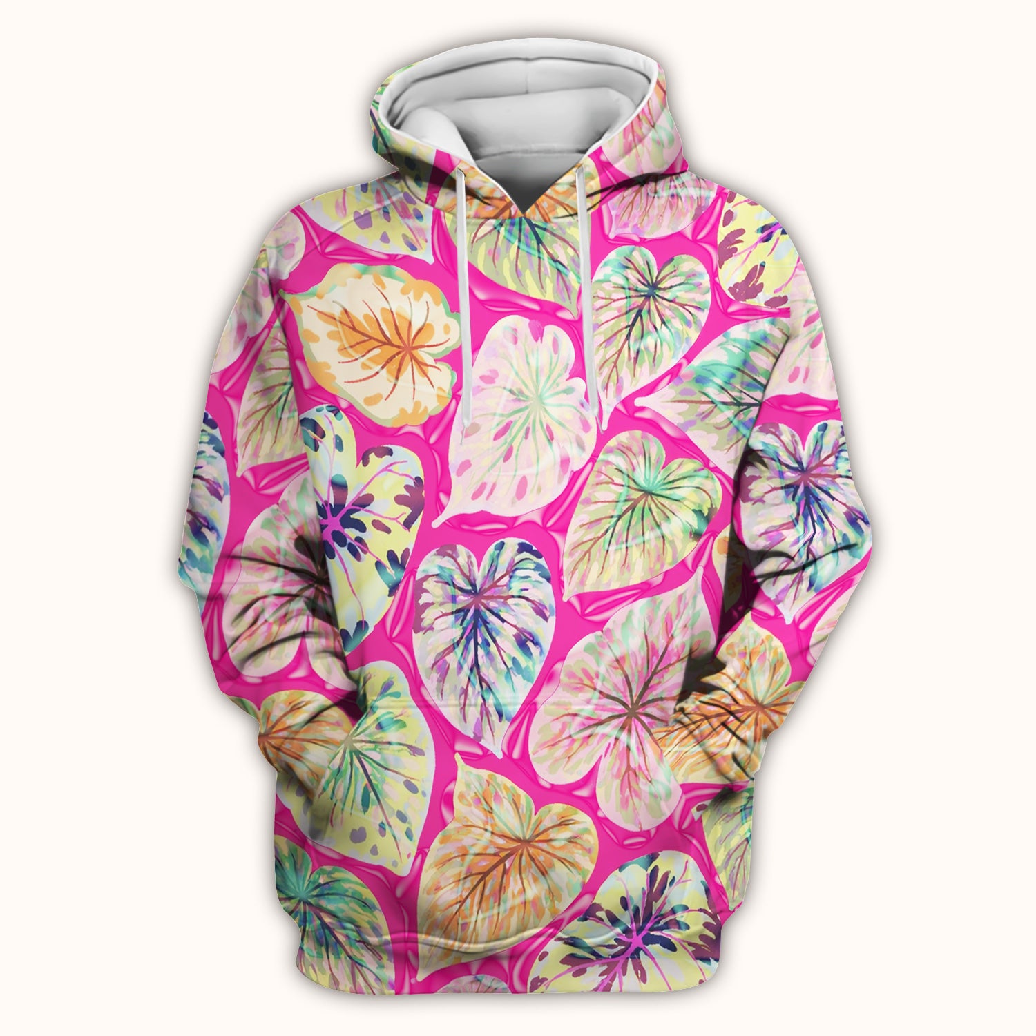 Tropical Colorful Shaped Leaf Nurse Pattern Scrub Top, Breathable Medical Scrubs