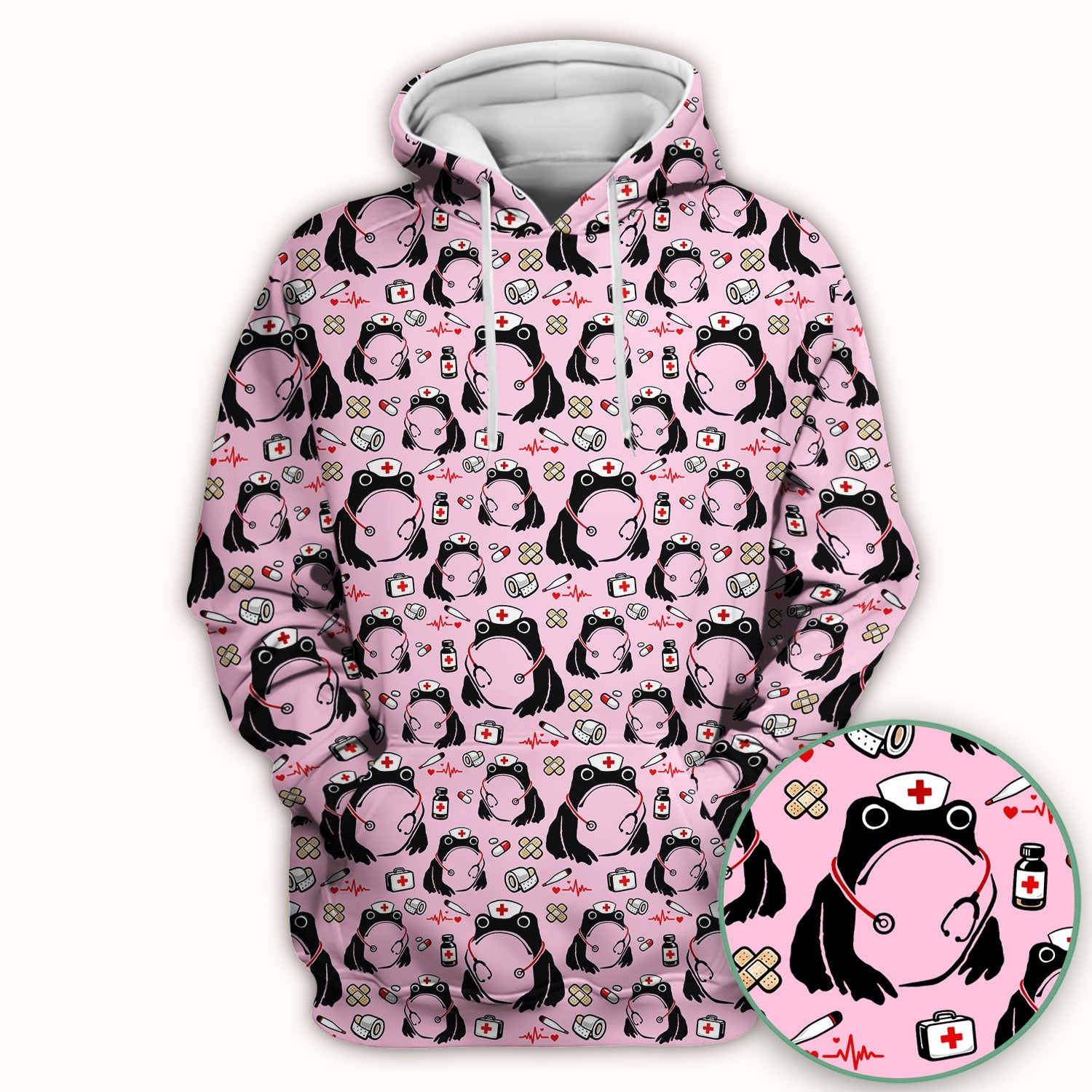Cute Frog Nurse Medical Print Scrub Top, Comfortable Scrubs for Nurses