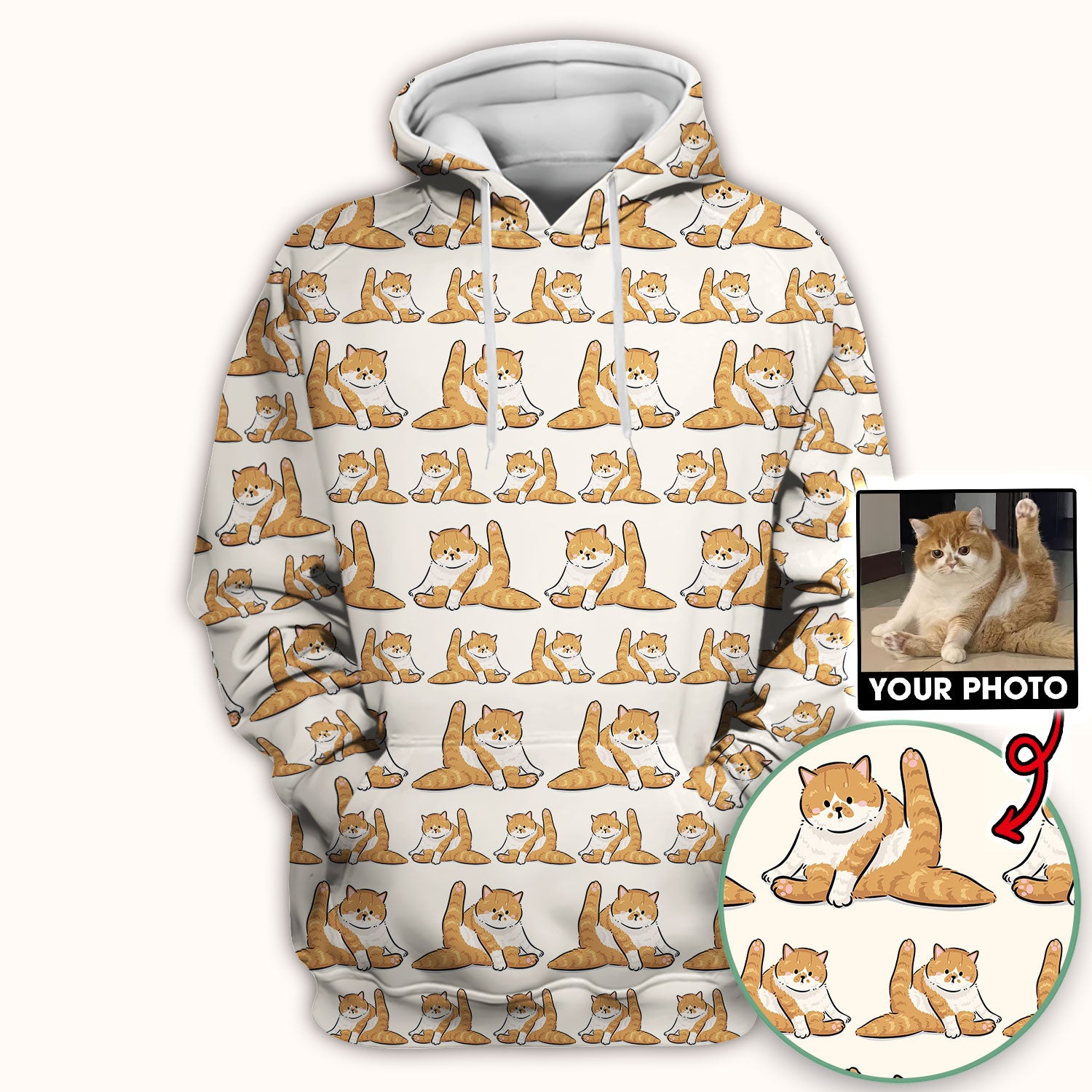 Personalized Cute Cat Nurse Scrub Top, Custom Cat Photo Pattern Medical Shirt For Pet Lover, Breathable Fabrics Nursing Uniform