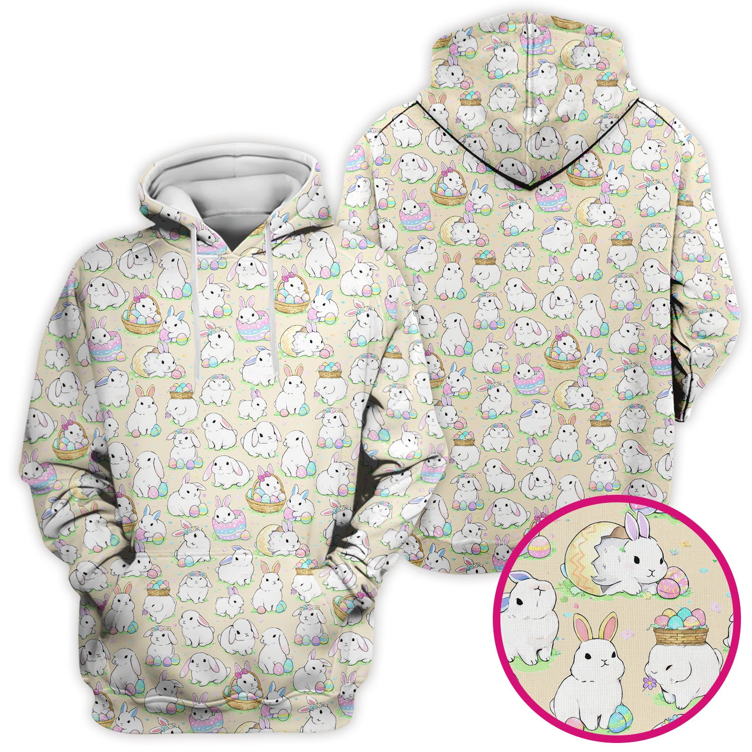 Cute Easter Bunny Egg Pattern Scrub Top, Comfortable Scrubs for Nurses