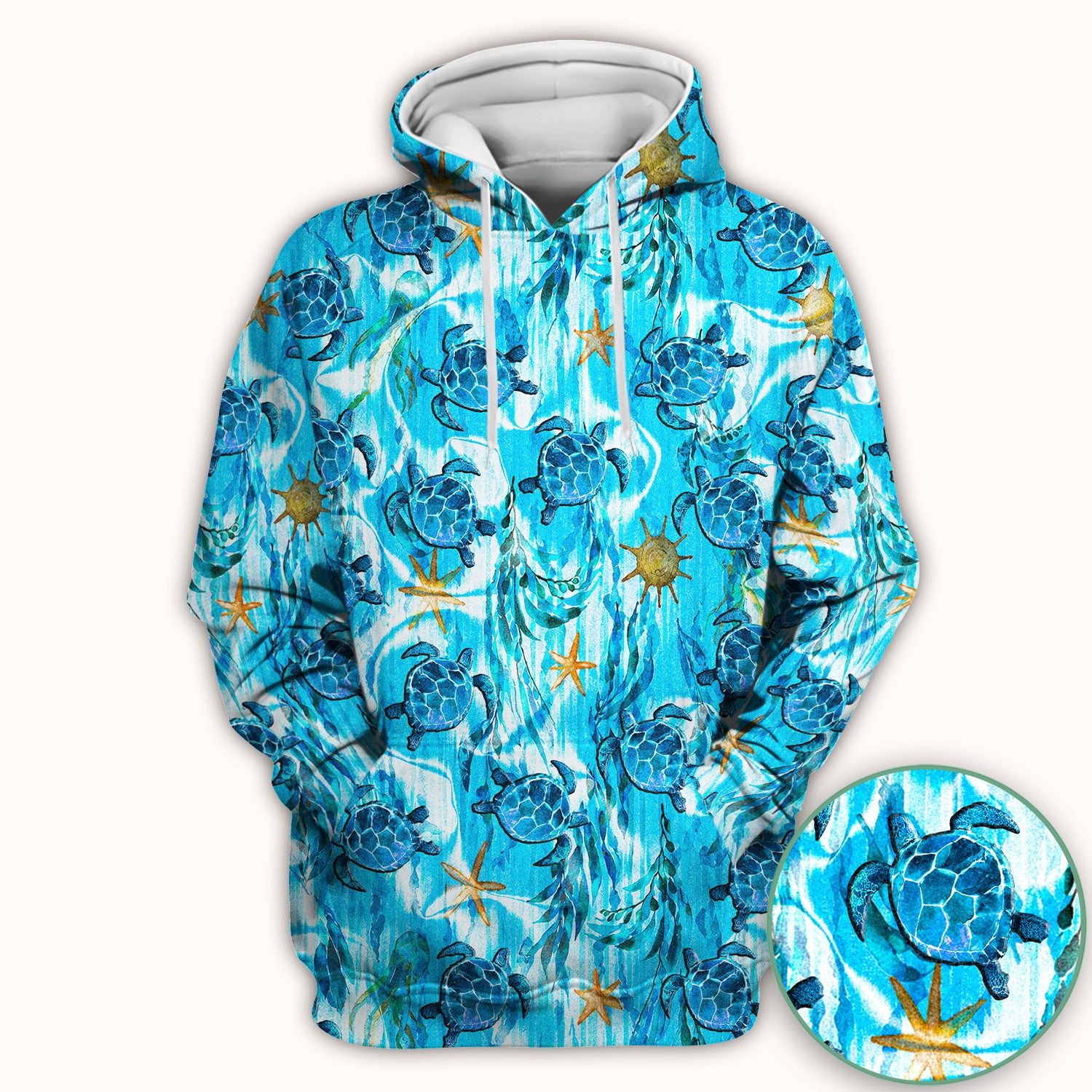 Coastal Marine Life Print Scrub Top, Comfortable Scrubs for Nurses