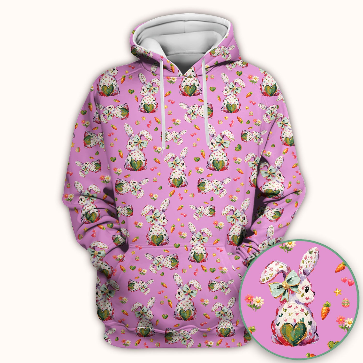 Cute Pastel Bunny Easter Pattern Scrub Top, Comfortable Scrubs for Nurses