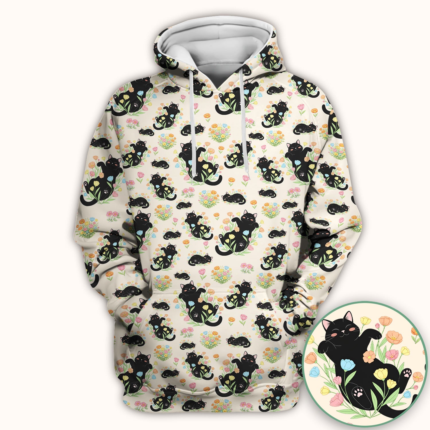 Cats With Cute Poses Floral Pattern Scrubs Top, Comfortable Scrubs for Nurses