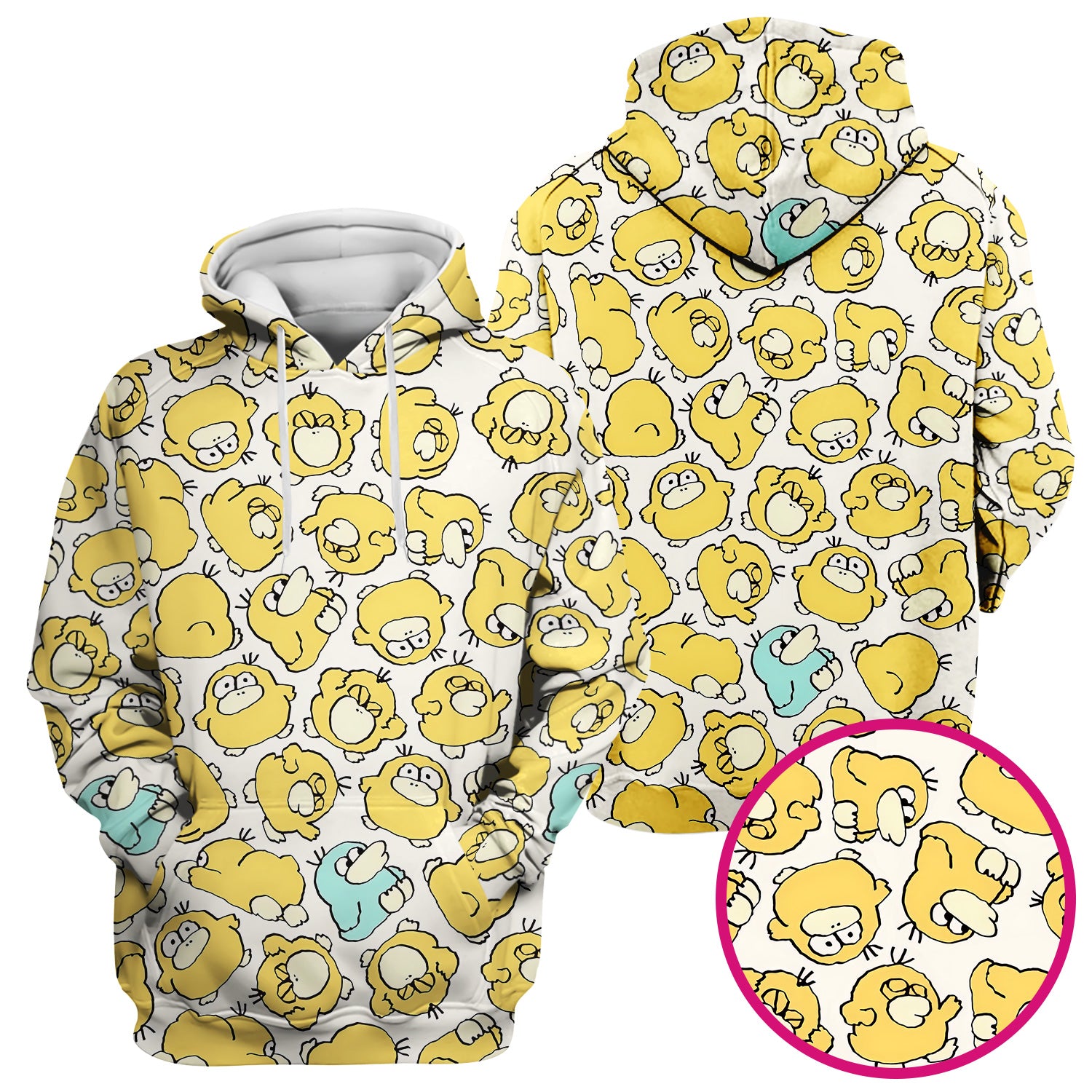 Funny Yellow Cartoon Duck Pattern Scrub Top, Comfortable Scrubs For Nurses