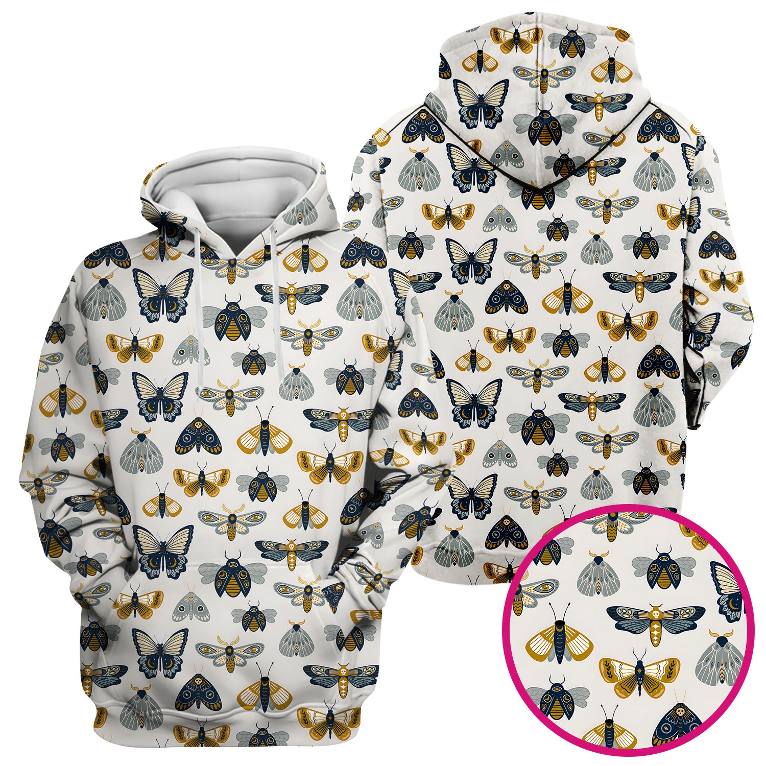 Cute Butterfly Moth Insect Pattern Scrub Top, Comfortable Scrubs for Nurses