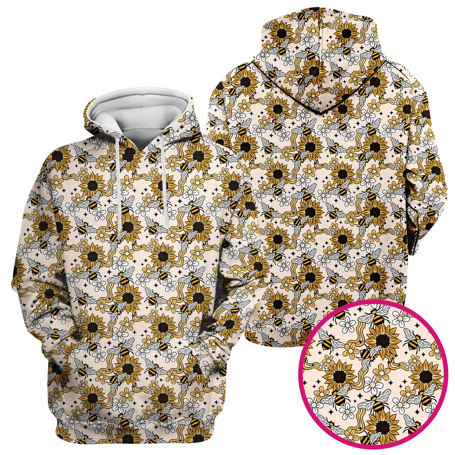 Sunflower And Honey Bee Floral Scrub Top, Breathable Fabrics Nursing Uniform