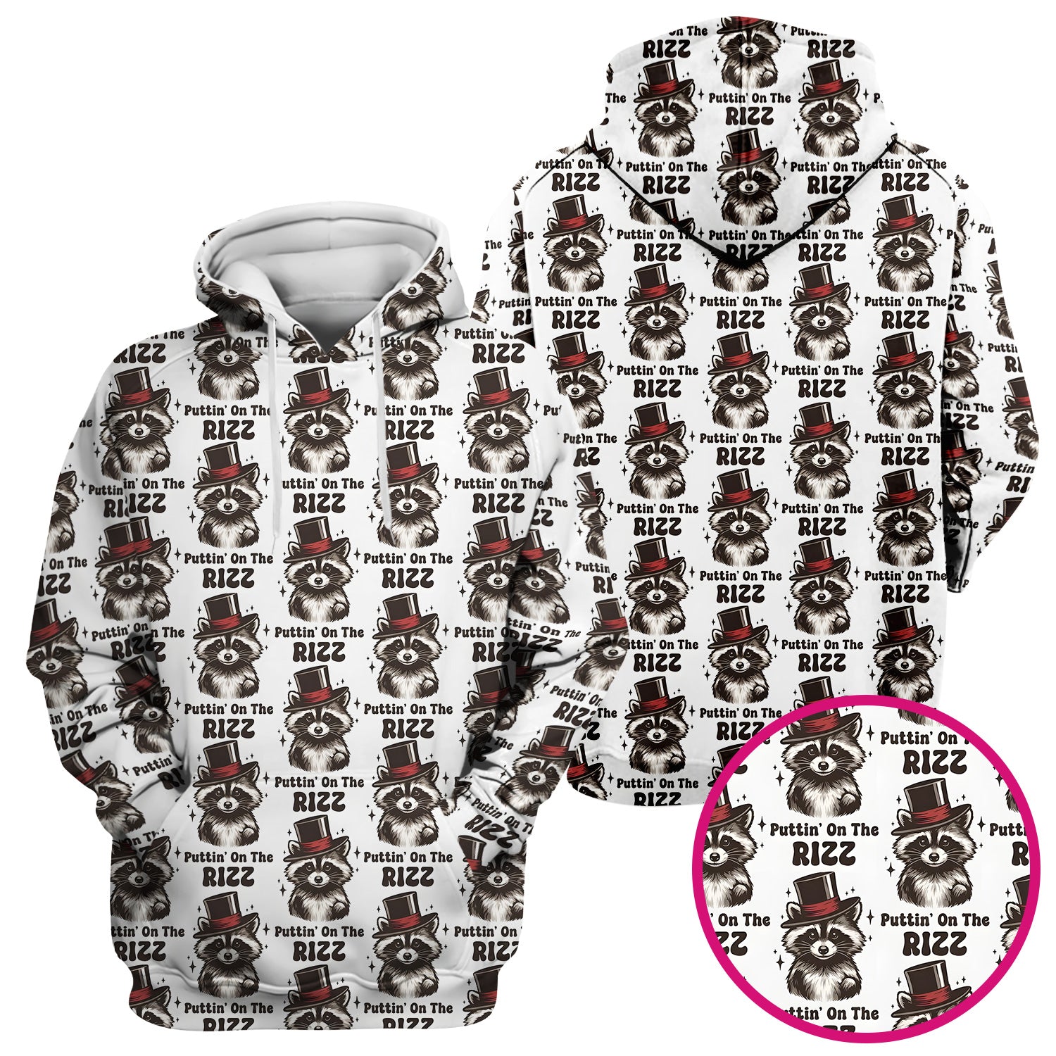 Raccoon Wearing Top Hat Puttin On The Rizz Scrub Top, Breathable Fabrics Nursing Uniform