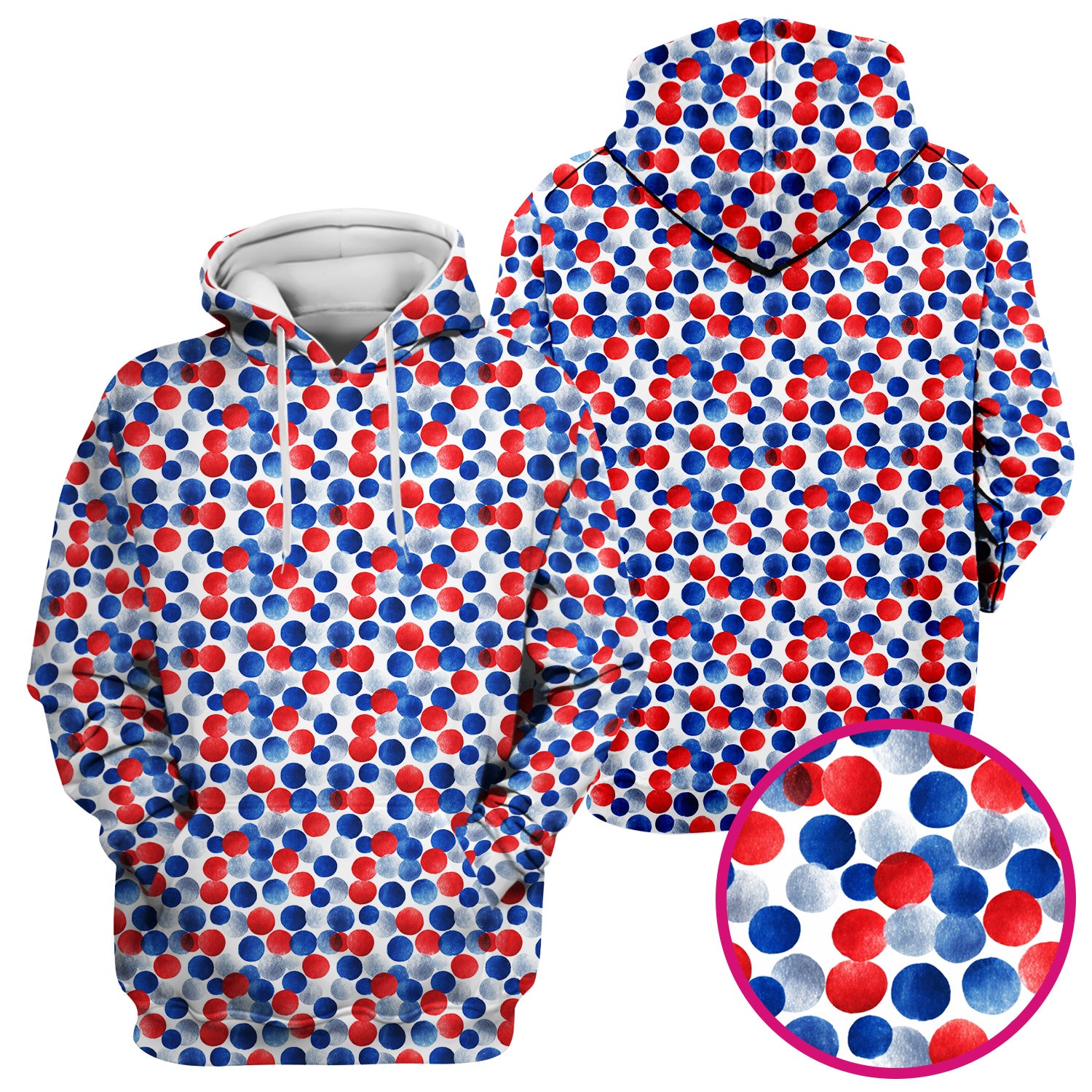 4th of July Patriotic Polka Dot Scrub Top, Red White Blue Nurse Uniform