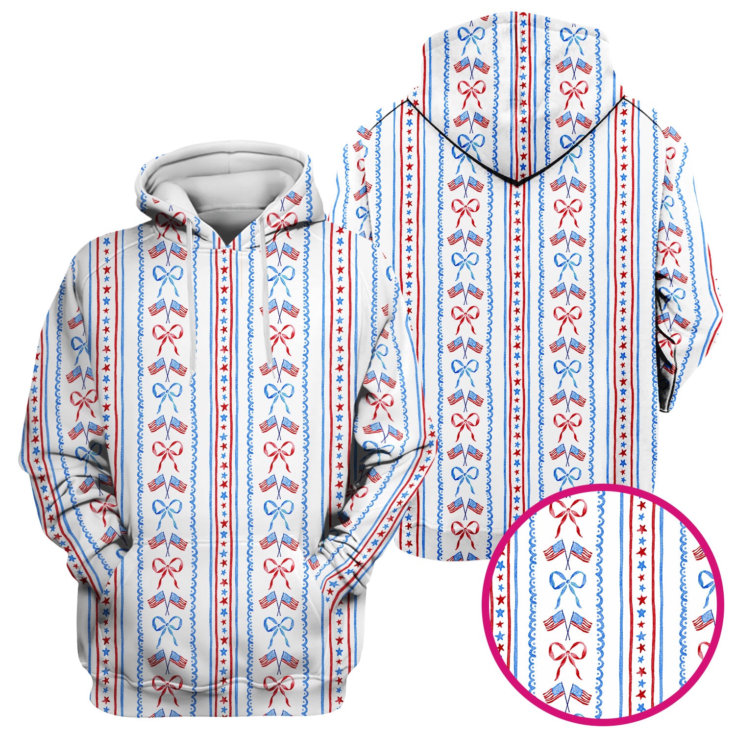 Patriotic USA Flag Bow Stripe Pattern Scrub Top, Comfortable Scrubs for Nurses