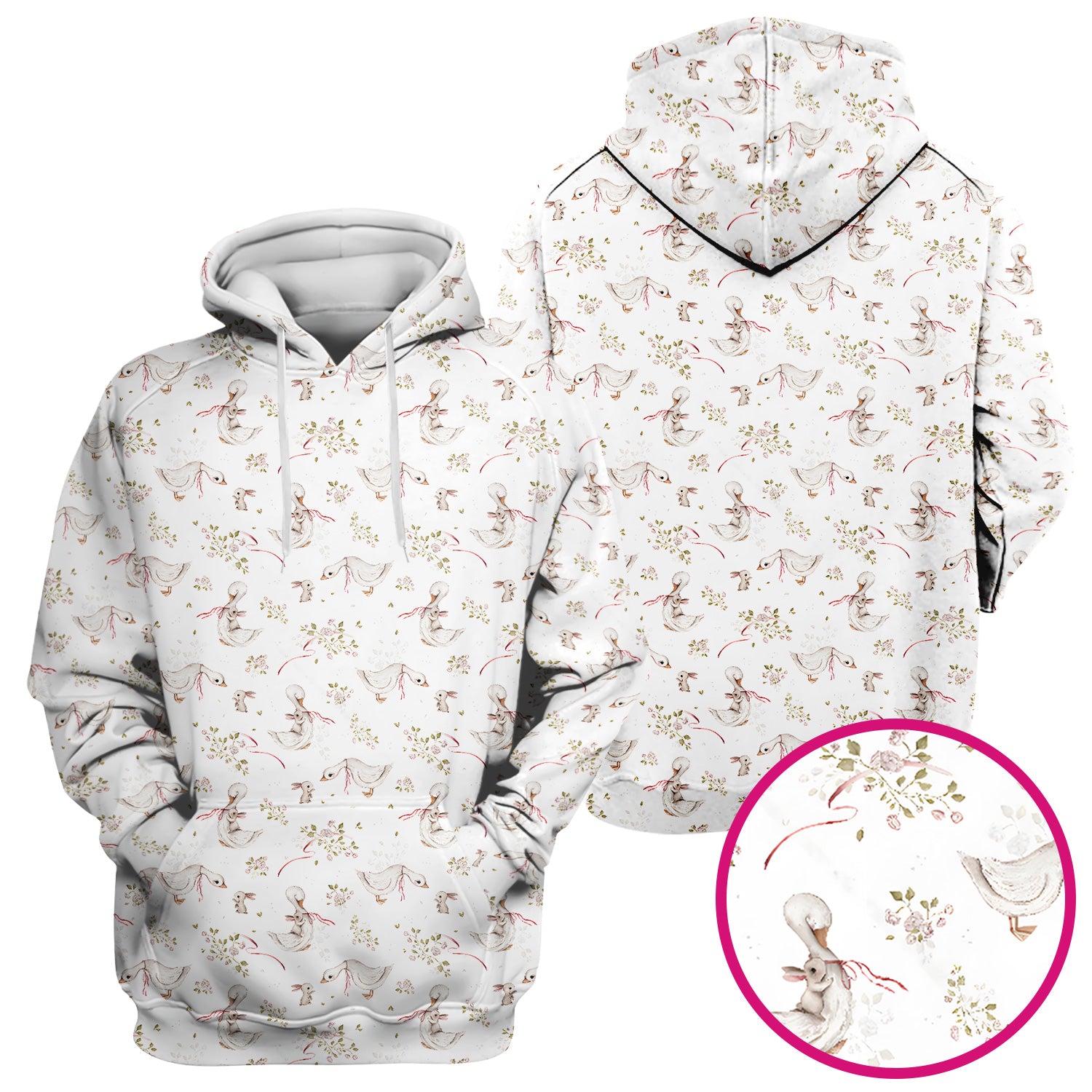 Cute Duck Bunny Floral Print Scrub Top, Breathable Fabrics Nursing Uniform, Easter