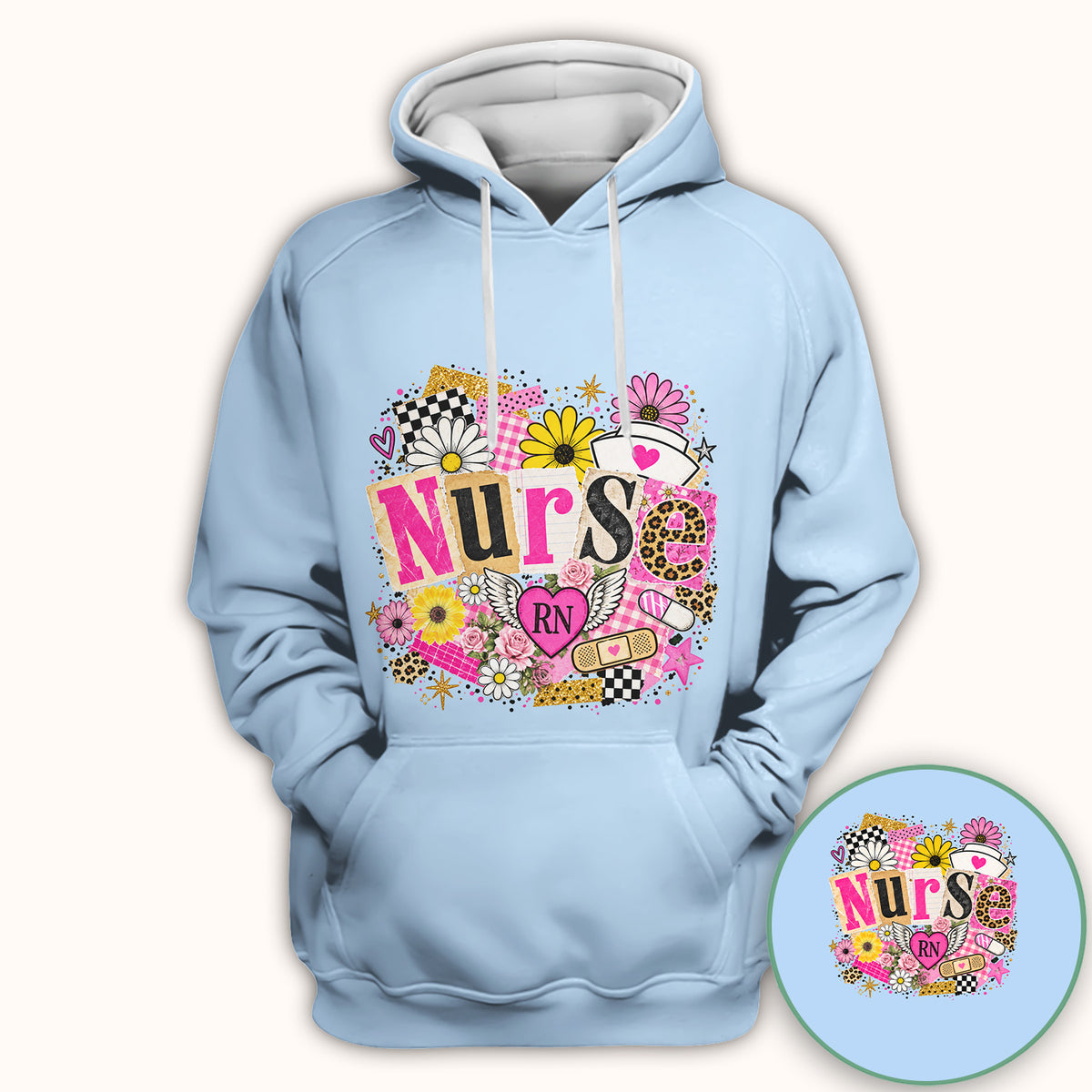 Nurse RN Floral Collage T-Shirt