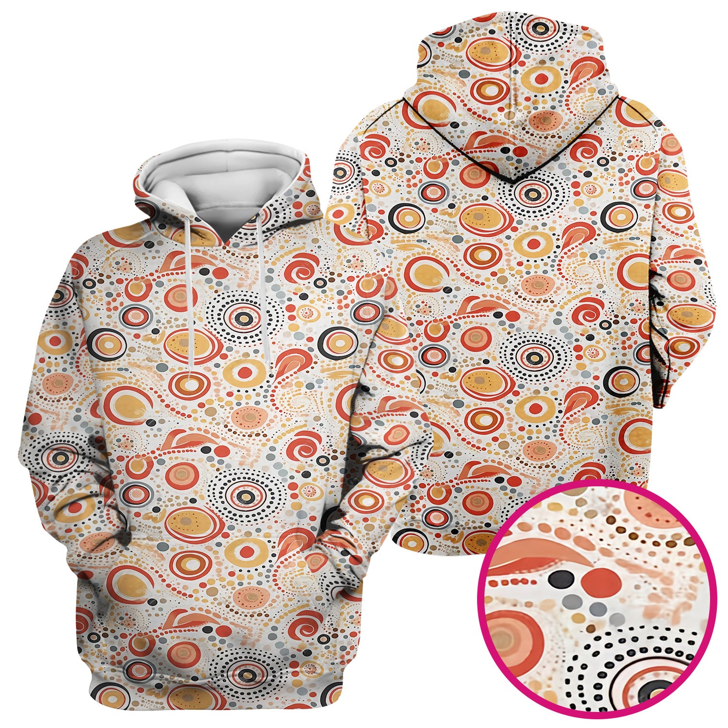 Abstract Earth Tone Dot Circle Pattern Scrub Top, Breathable Fabrics Nursing Uniform